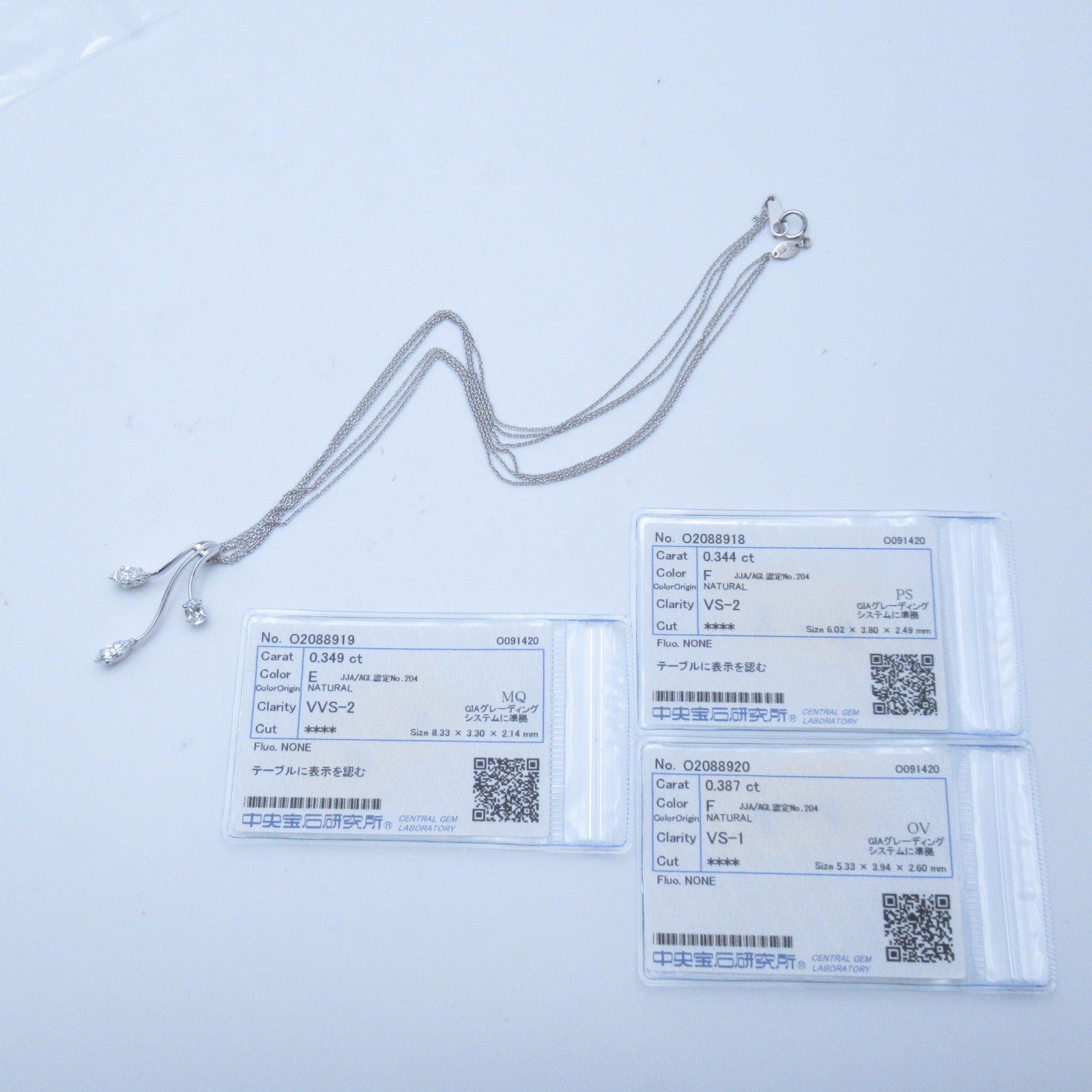 JEWELRY 【激減優惠】18K白金Diamond Necklace 0.349/0.344ct鑽石項鍊