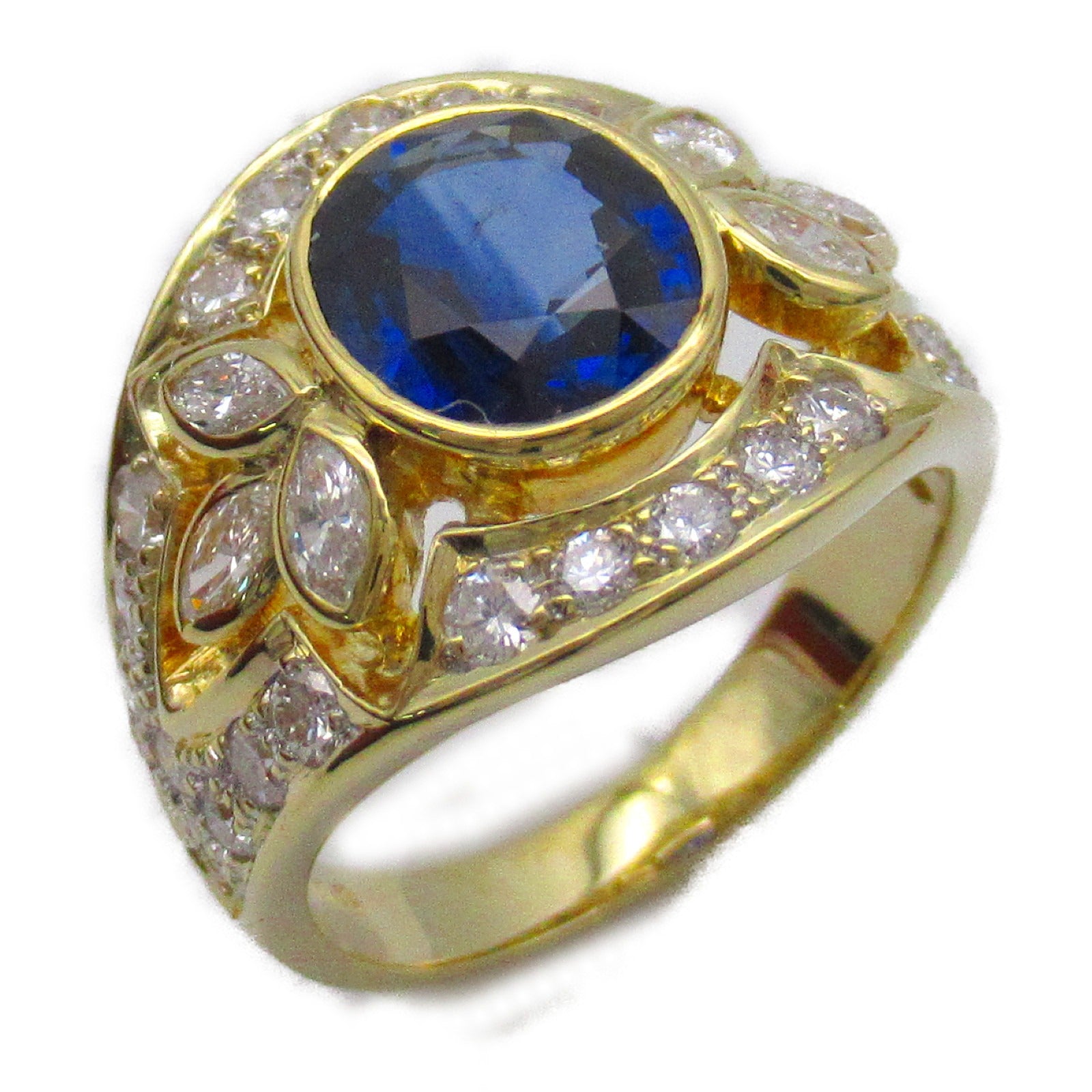 JEWELRY 【激減優惠】18K黄金Sapphire Diamond Ring 2.45ct藍寶石/1.16ct鑽石戒指US#6.5