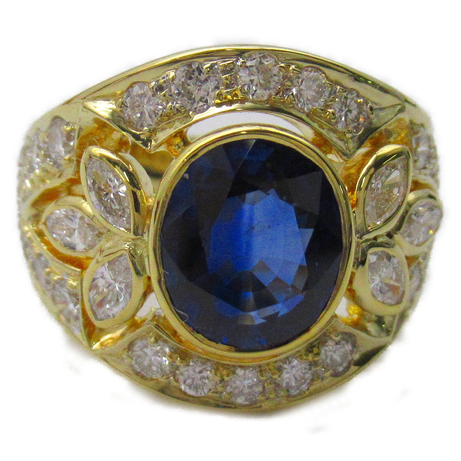 JEWELRY 【激減優惠】18K黄金Sapphire Diamond Ring 2.45ct藍寶石/1.16ct鑽石戒指US#6.5