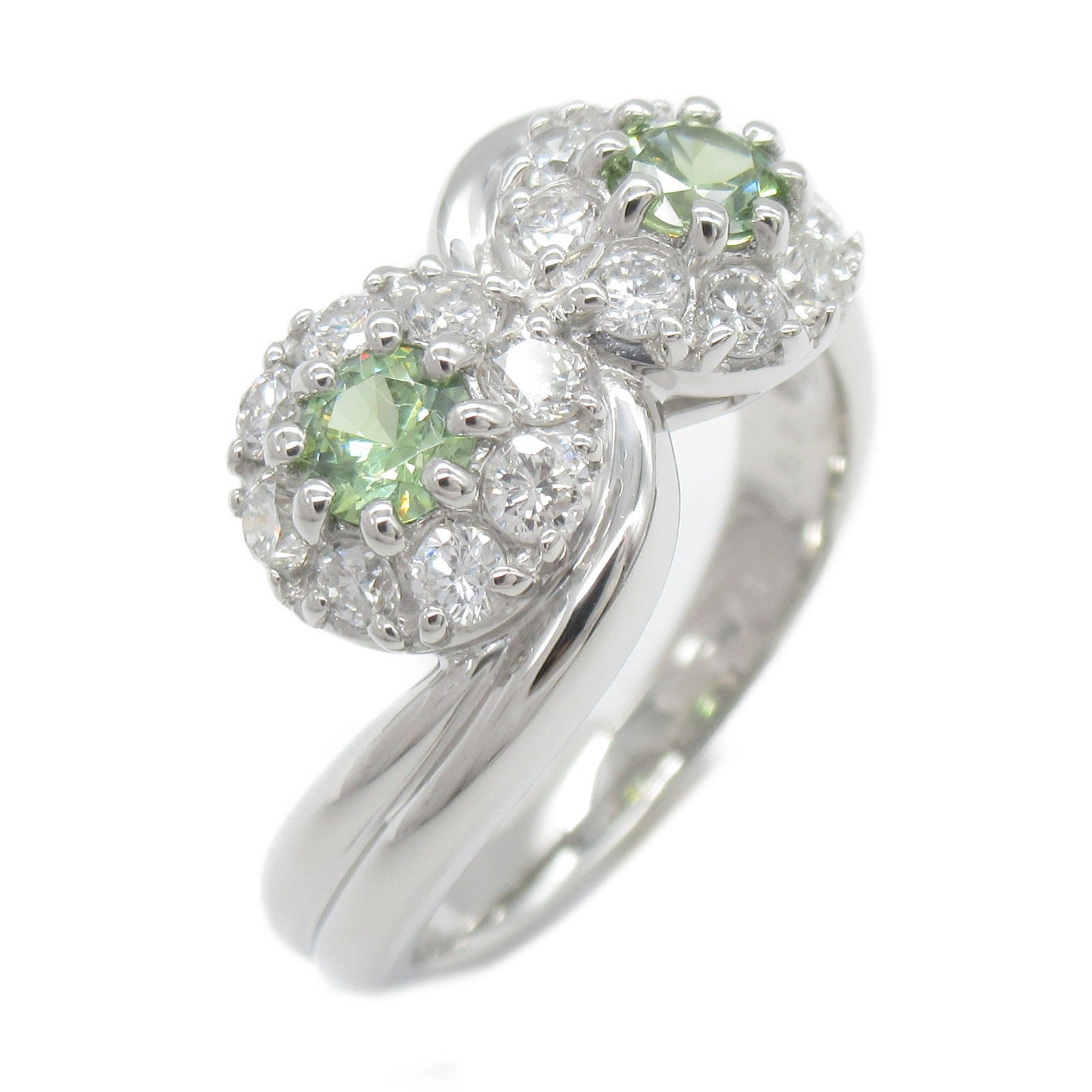 JEWELRY 【激減優惠】PT900鉑金Demantoid Garnet 0.48ct翠榴石/0.62ct鑽石戒指US#6.25