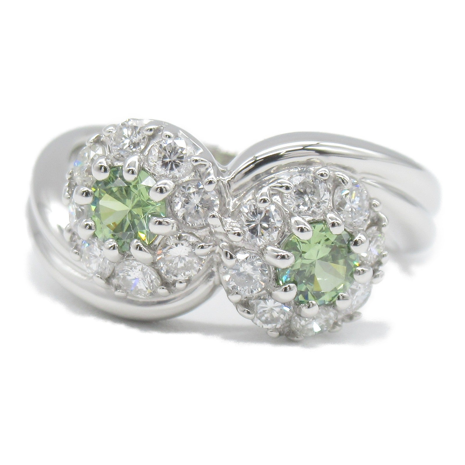JEWELRY 【激減優惠】PT900鉑金Demantoid Garnet 0.48ct翠榴石/0.62ct鑽石戒指US#6.25