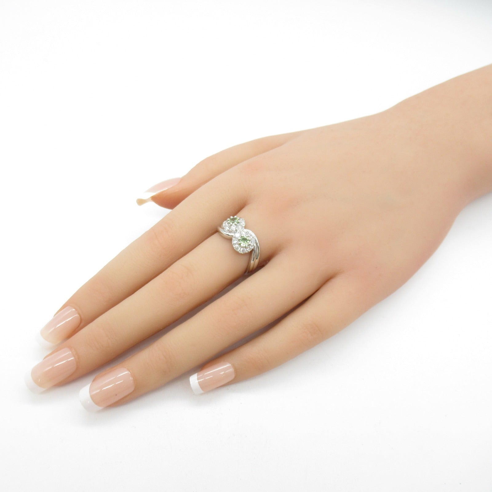 JEWELRY 【激減優惠】PT900鉑金Demantoid Garnet 0.48ct翠榴石/0.62ct鑽石戒指US#6.25