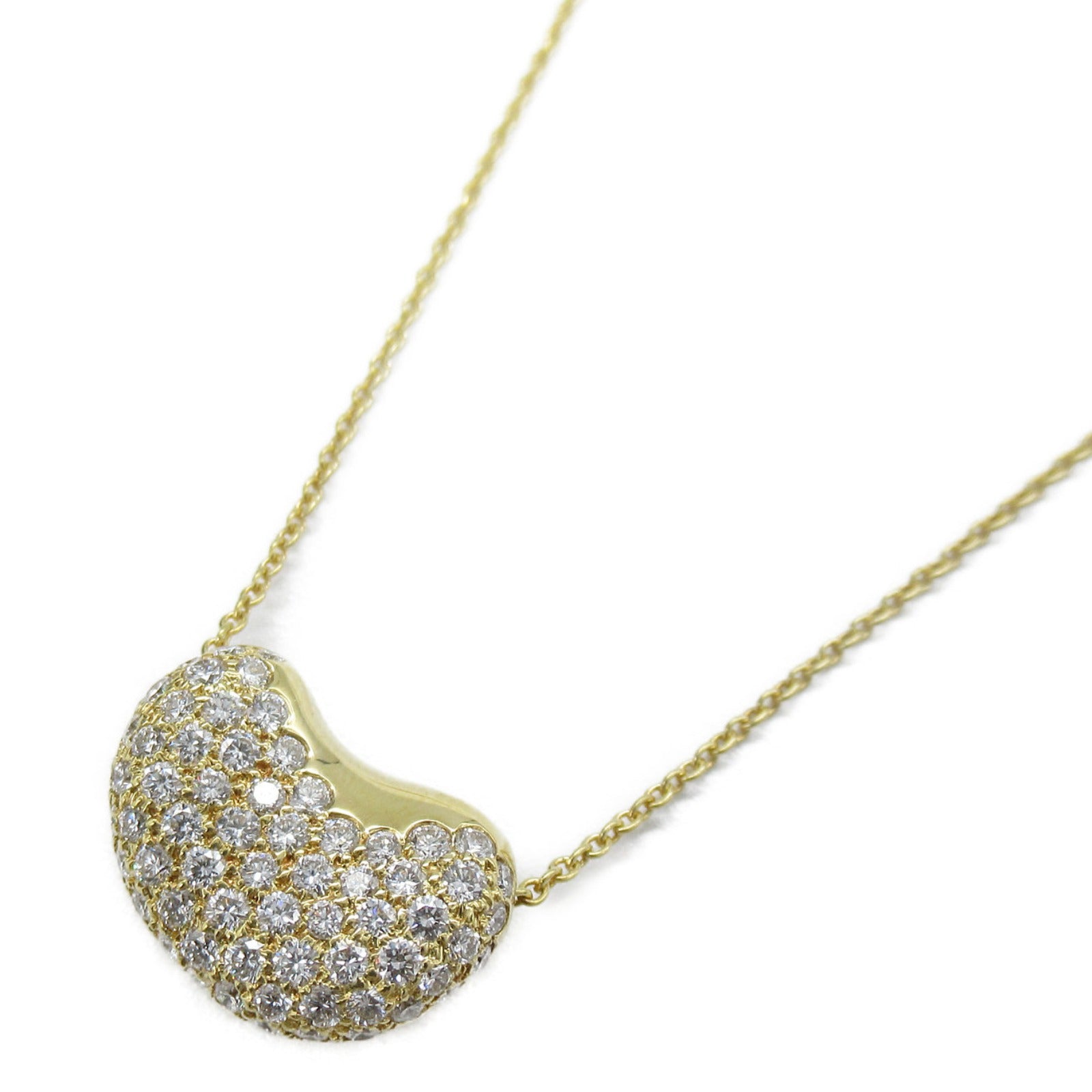 TIFFANY＆CO 【激減優惠】18K黃金Elsa Peretti Bean Design Diamond Pendant/Necklace鑽石項鍊