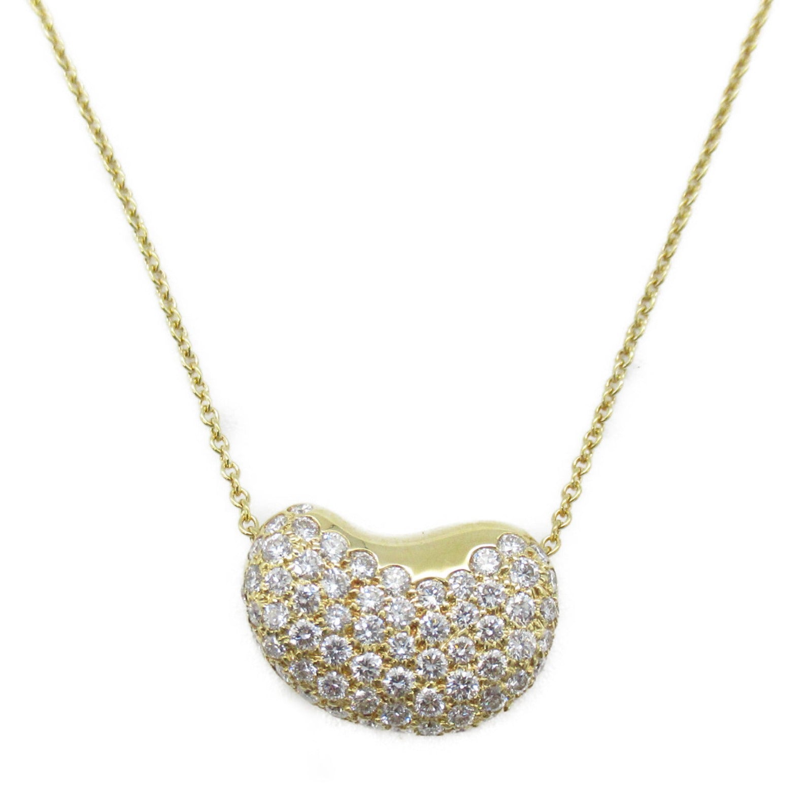 TIFFANY＆CO 【激減優惠】18K黃金Elsa Peretti Bean Design Diamond Pendant/Necklace鑽石項鍊