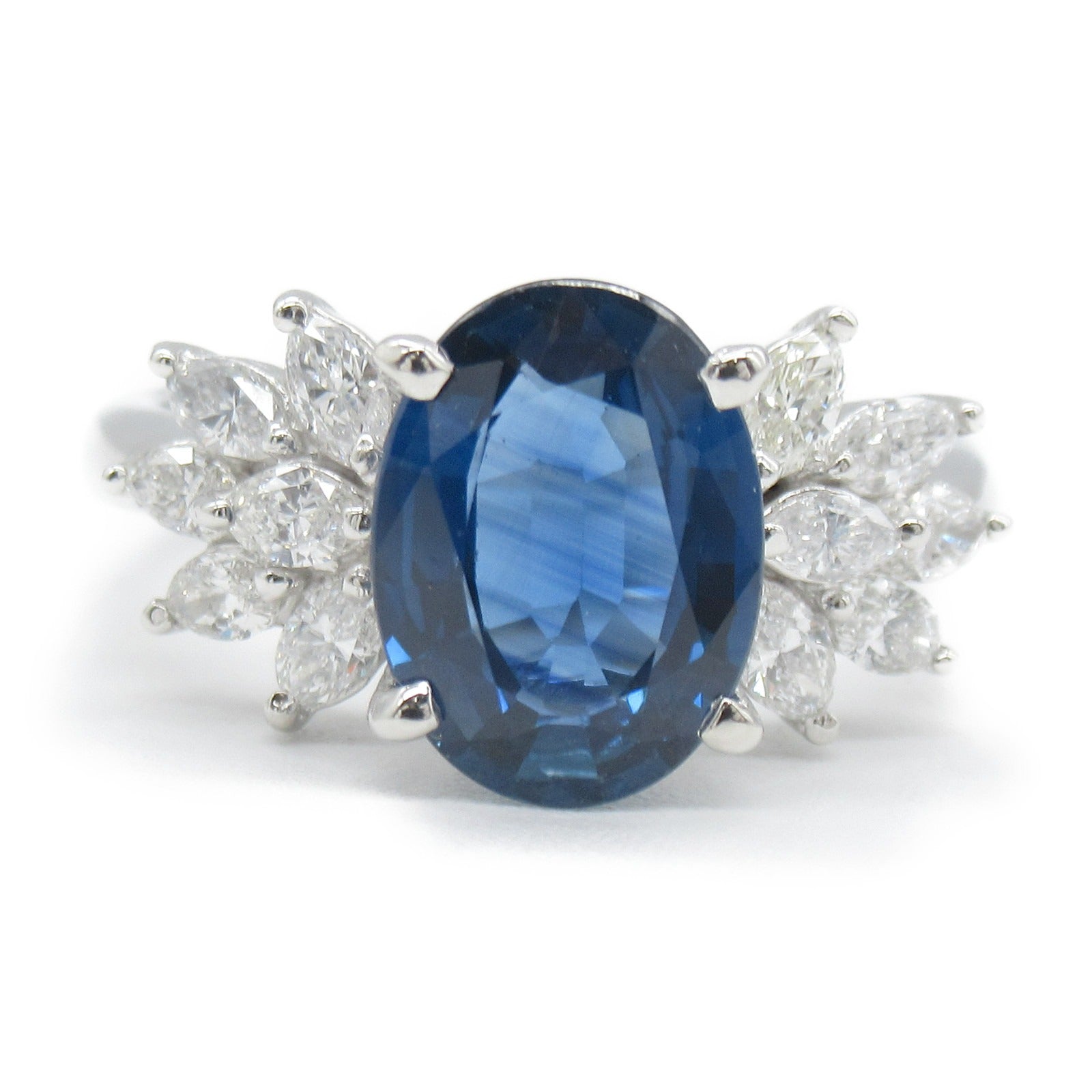 JEWELRY PT900鉑金Sapphire Diamond Ring 2.45ct藍寶石/0.60ct鑽石戒指US#6