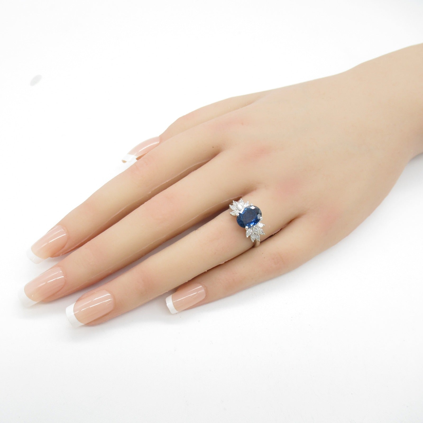 JEWELRY PT900鉑金Sapphire Diamond Ring 2.45ct藍寶石/0.60ct鑽石戒指US#6