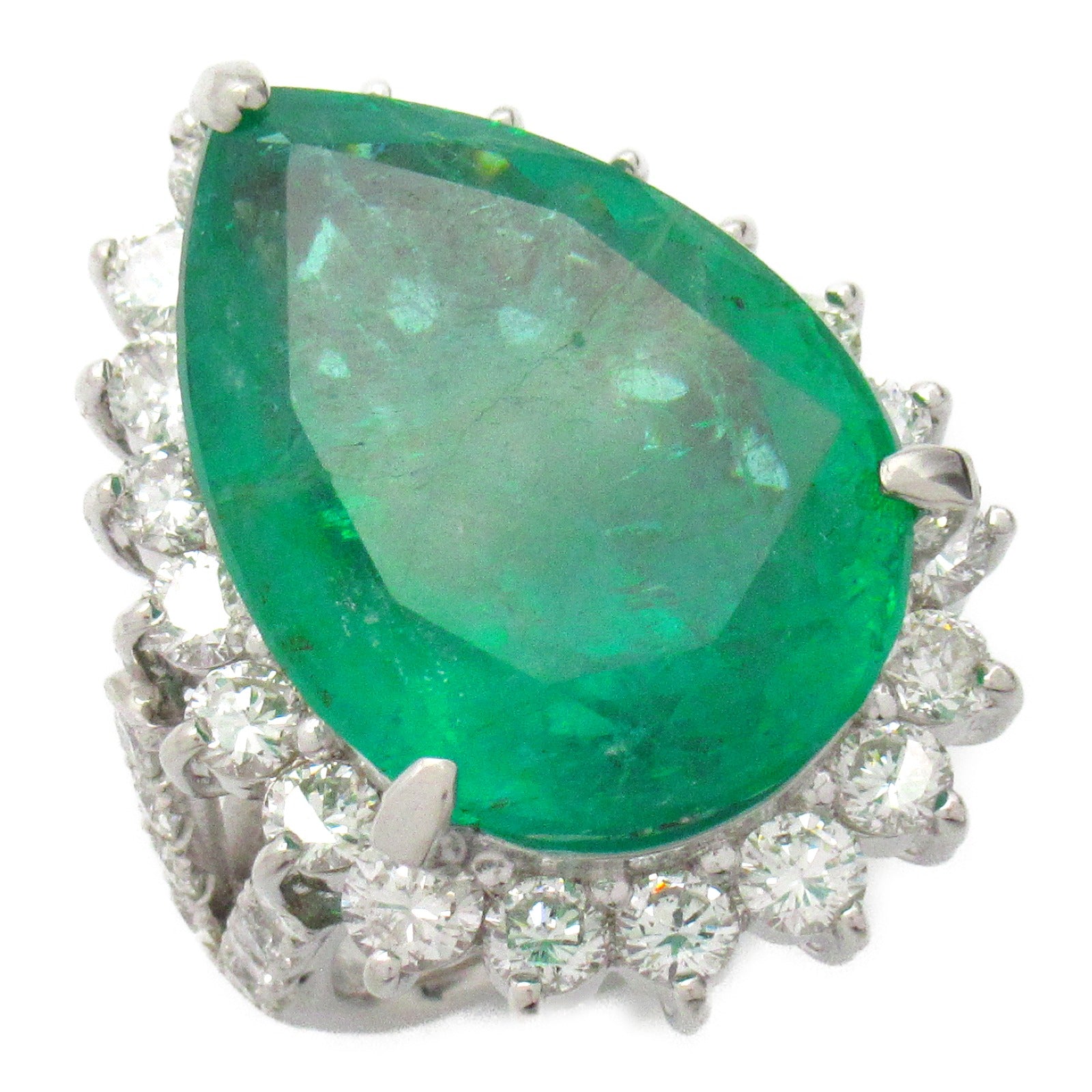 JEWELRY 【激減優惠】PT900鉑金Emerald Ring 23.613ct綠寶石/3.96ct鑽石戒指US#7.25
