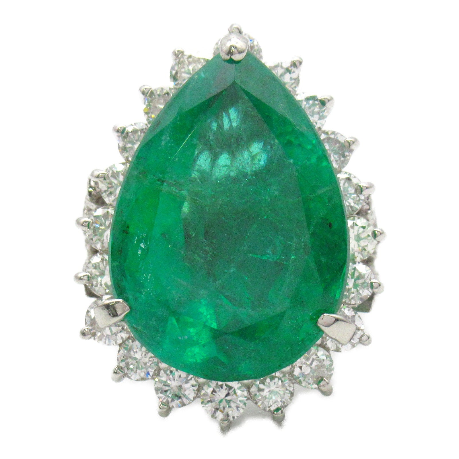 JEWELRY 【激減優惠】PT900鉑金Emerald Ring 23.613ct綠寶石/3.96ct鑽石戒指US#7.25