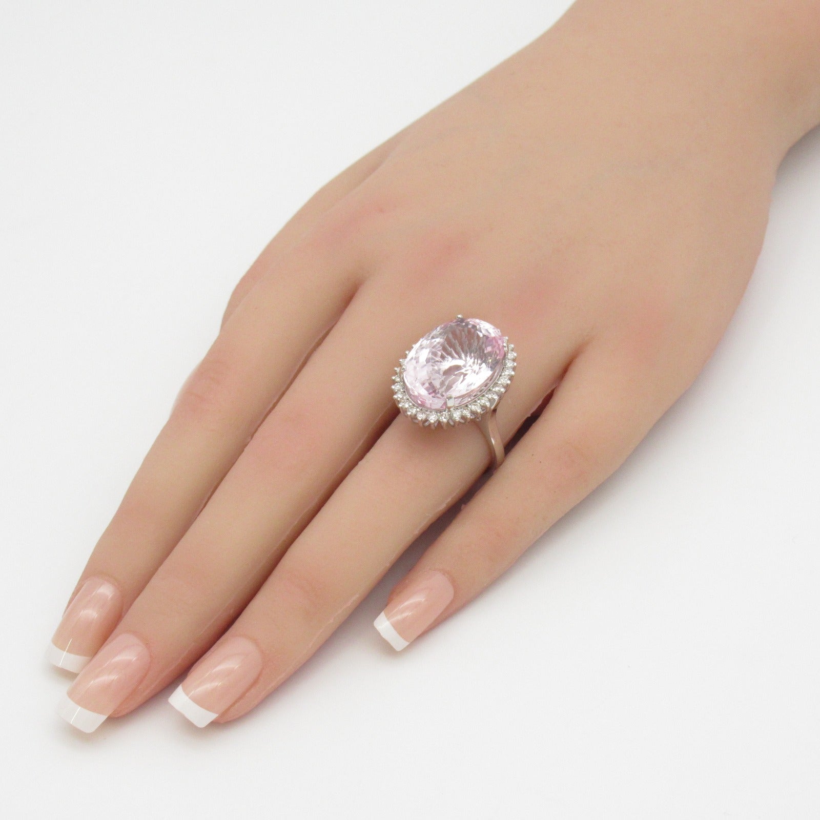 JEWELRY 18K白金Morganite Diamond Ring 18.30ct摩根石/0.72ct鑽石戒指US#7.25
