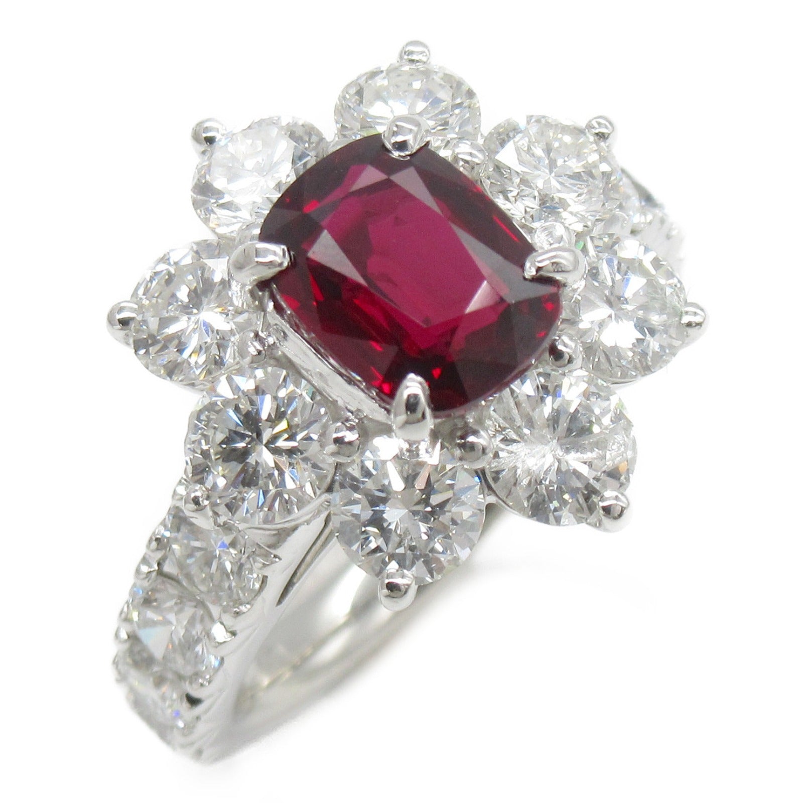 JEWELRY PT900鉑金Ruby Ring 2.01ct紅寶石/2.33ct鑚石戒指JP#10/US#5.25