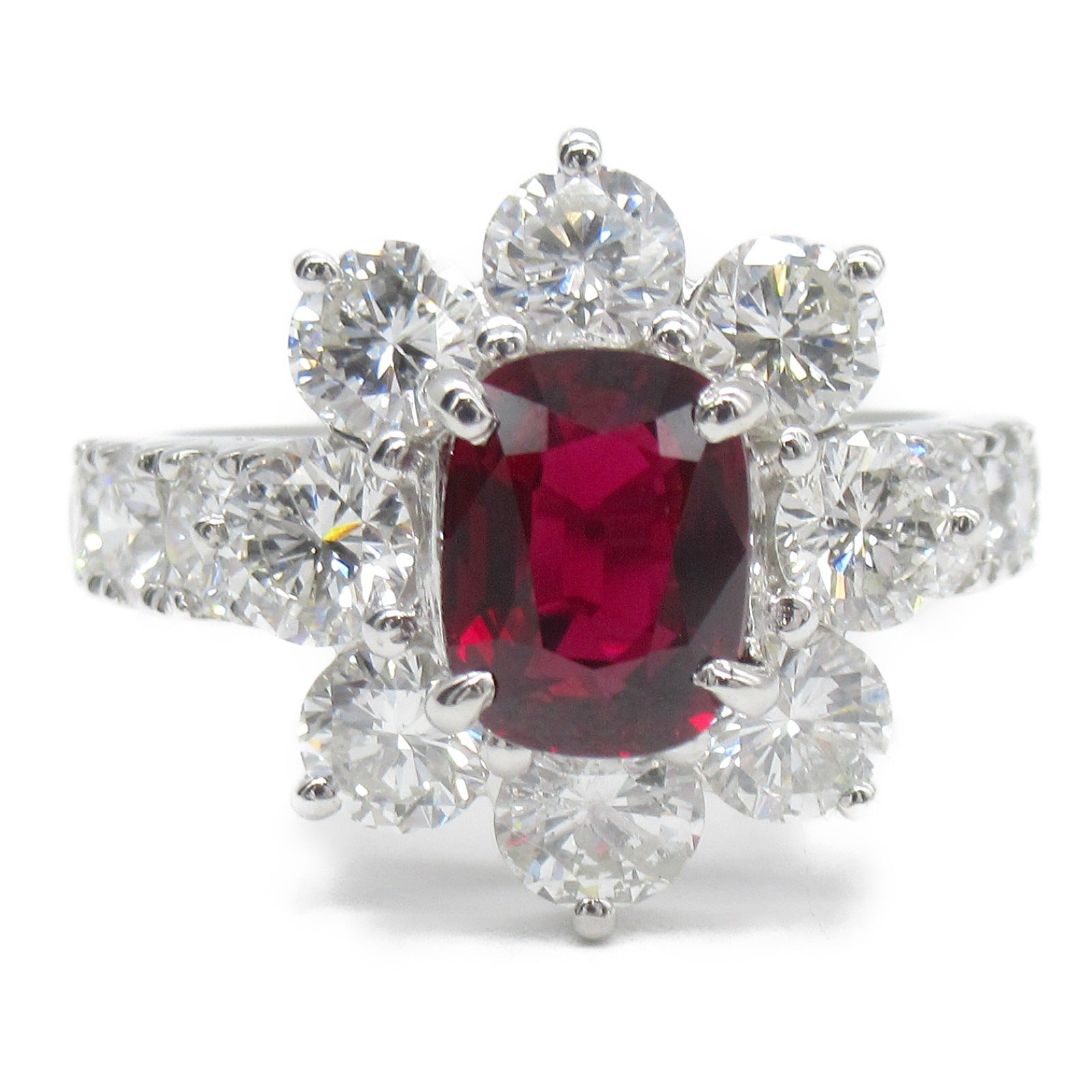 JEWELRY PT900鉑金Ruby Ring 2.01ct紅寶石/2.33ct鑚石戒指JP#10/US#5.25