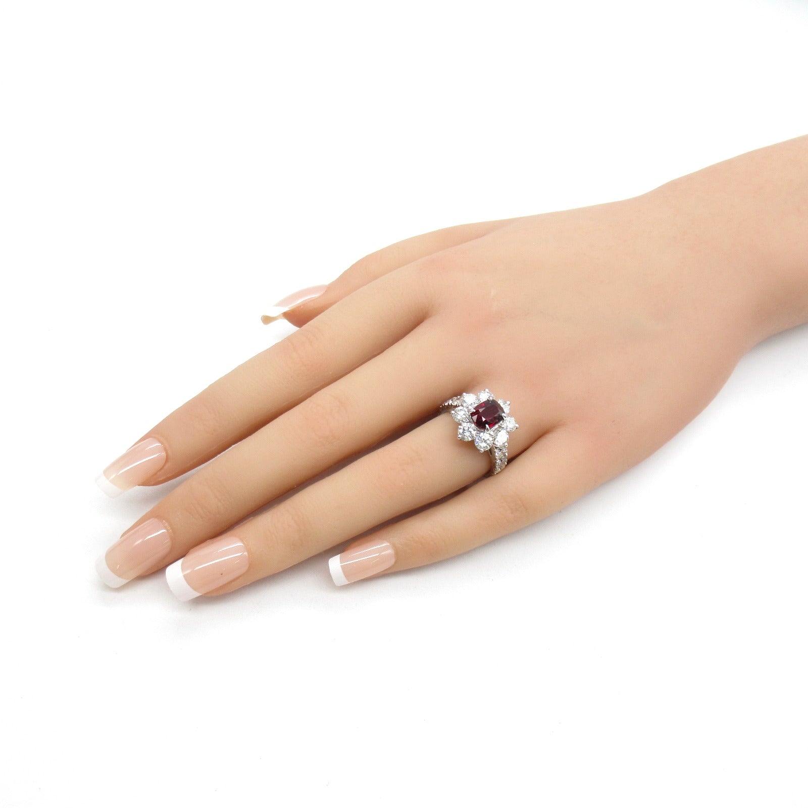 JEWELRY PT900鉑金Ruby Ring 2.01ct紅寶石/2.33ct鑚石戒指JP#10/US#5.25