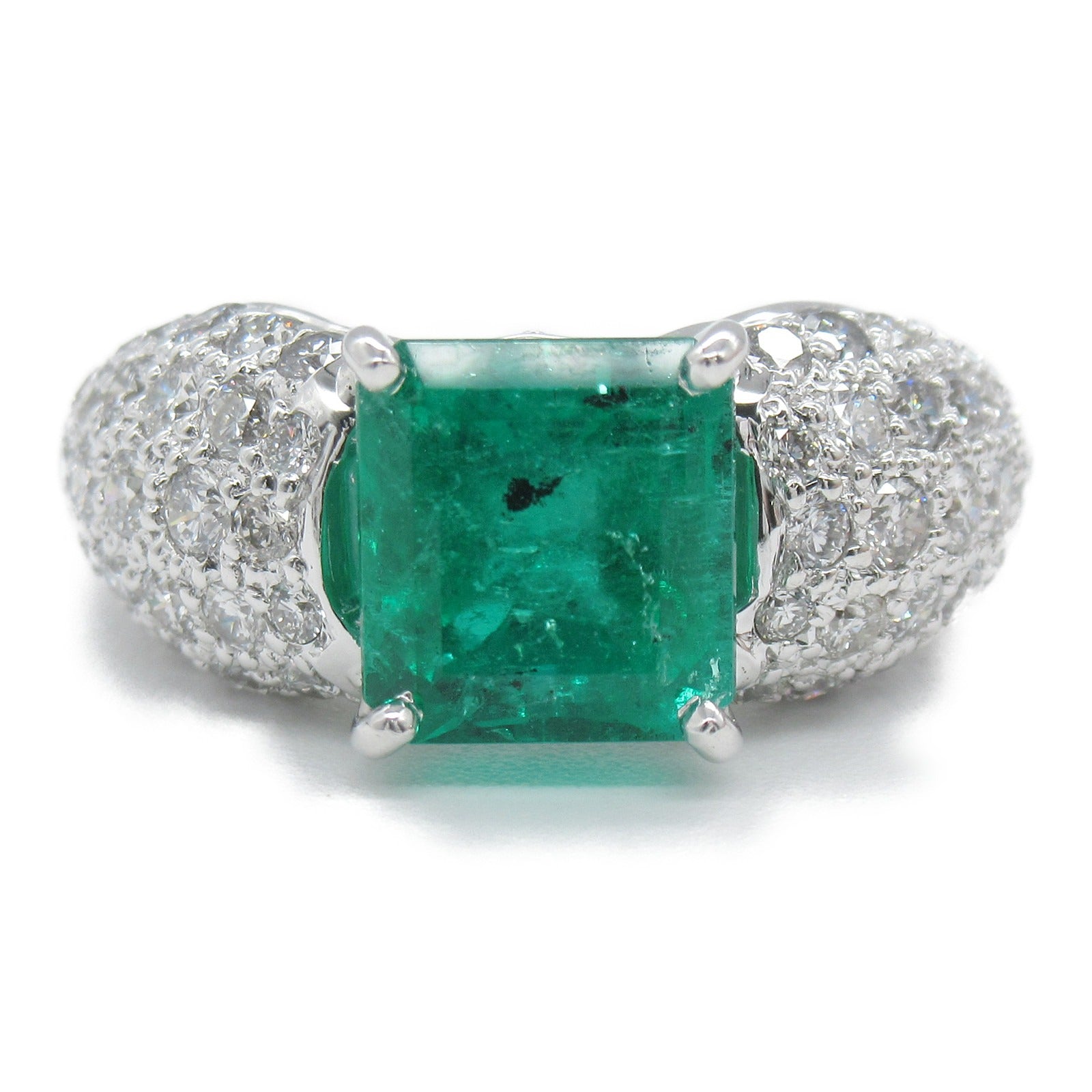 JEWELRY 【激減優惠】18K白金Emerald Ring 2.27ct綠寶石/1.30ct鑽石戒指US#5.5