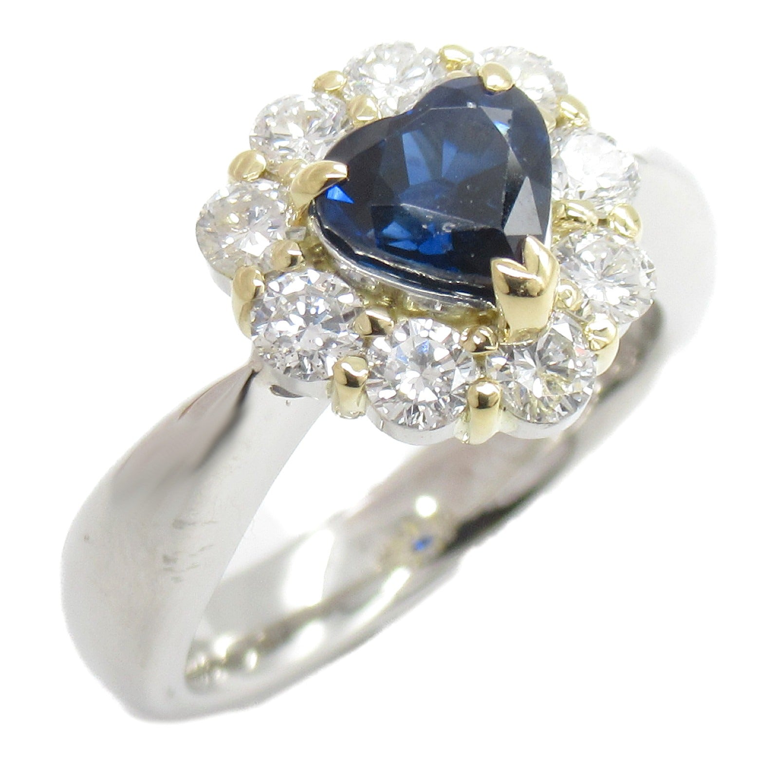 JEWELRY 【激減優惠】PT900鉑金/18K黃金Sapphire Diamond Ring 1.44ct藍寶石/0.74ct鑽石戒指US#5.75