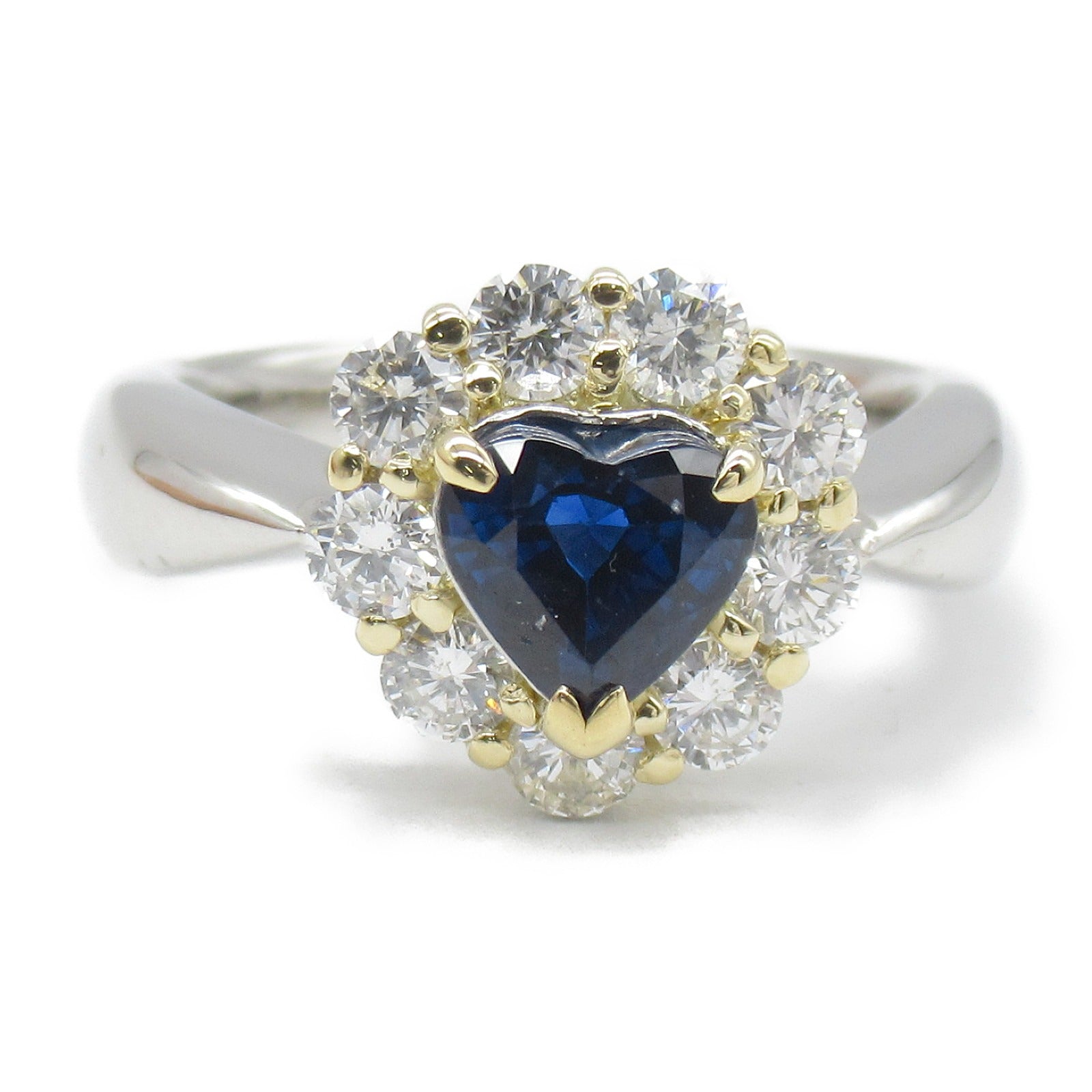 JEWELRY 【激減優惠】PT900鉑金/18K黃金Sapphire Diamond Ring