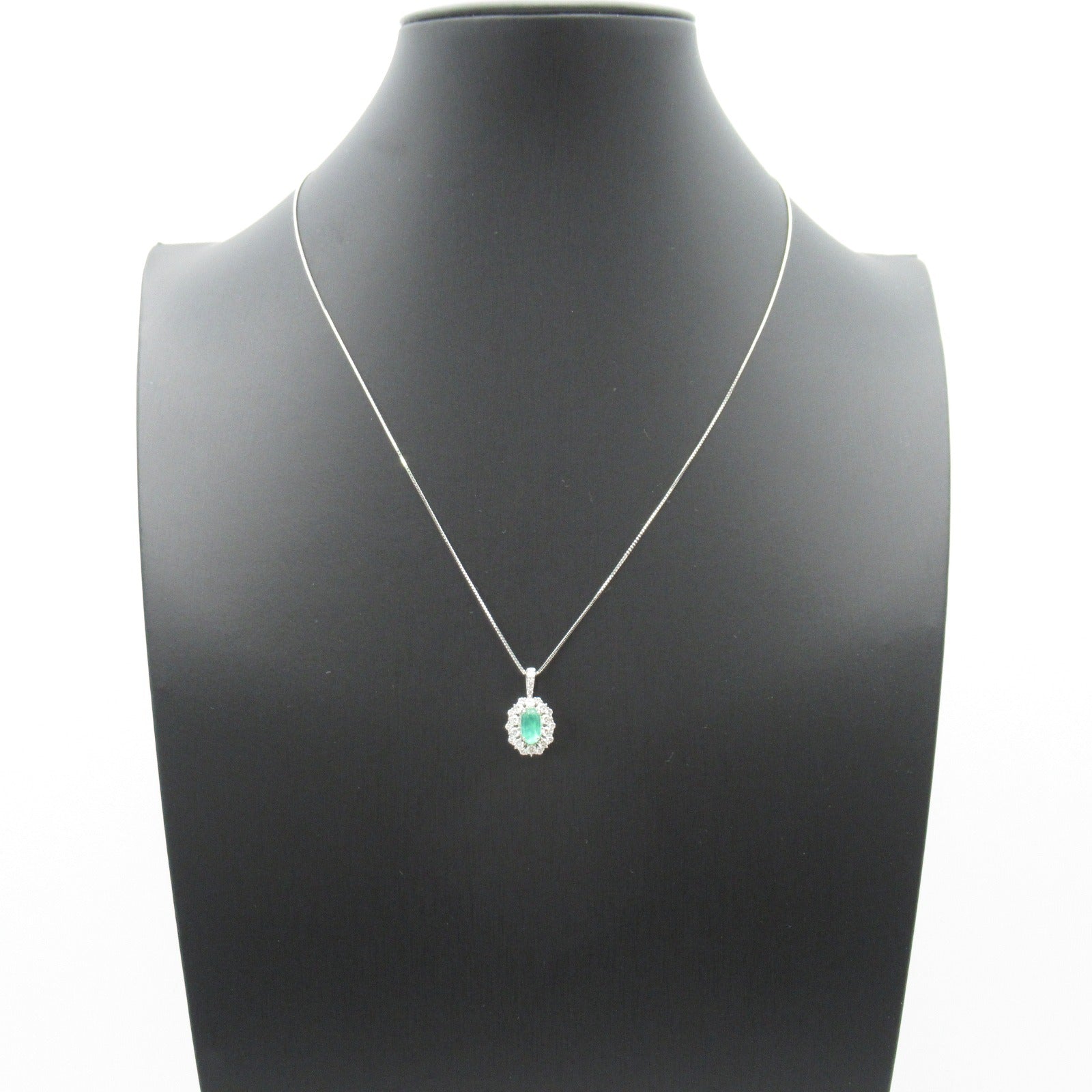 JEWELRY 【激減優惠】PT850鉑金/PT950鉑金Emerald Diamond Necklace 0.976ct綠寶石/0.51ct鑽石項鍊