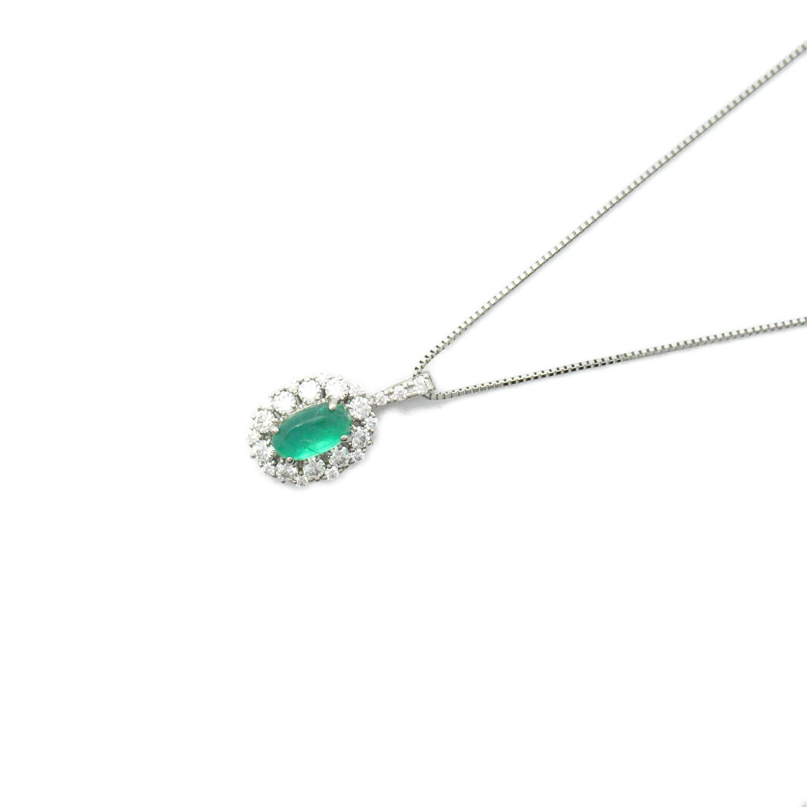 JEWELRY 【激減優惠】PT850鉑金/PT950鉑金Emerald Diamond Necklace 0.976ct綠寶石/0.51ct鑽石項鍊