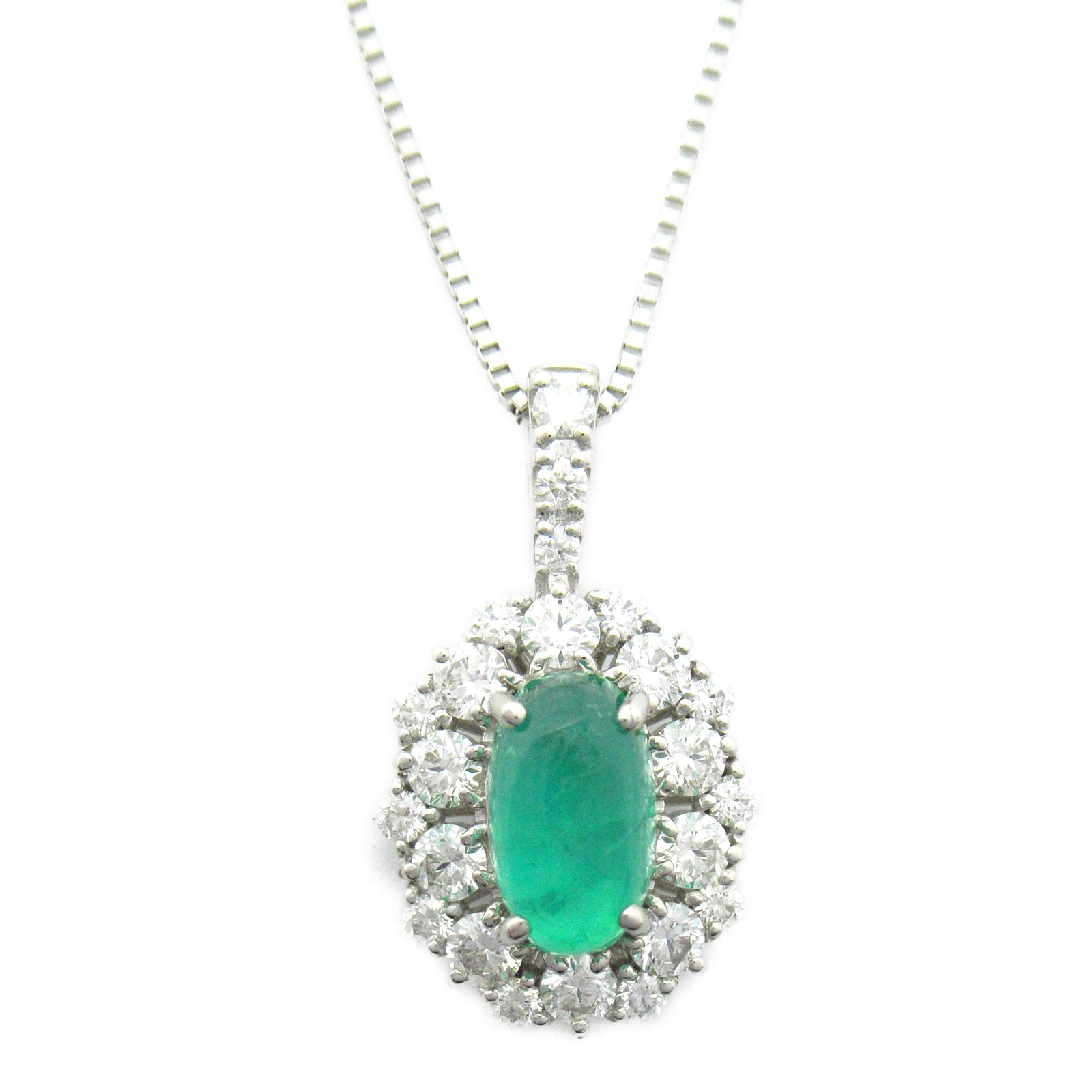 JEWELRY 【激減優惠】PT850鉑金/PT950鉑金Emerald Diamond Necklace 0.976ct綠寶石/0.51ct鑽石項鍊