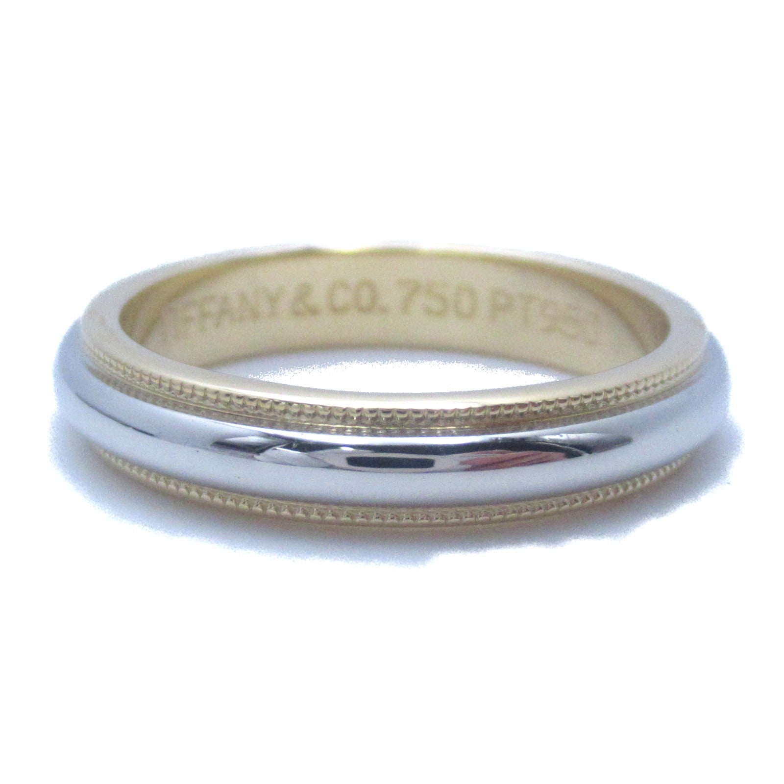 TIFFANY＆CO 18K黃金/PT950鉑金Milgrain Ring戒指US#5.5