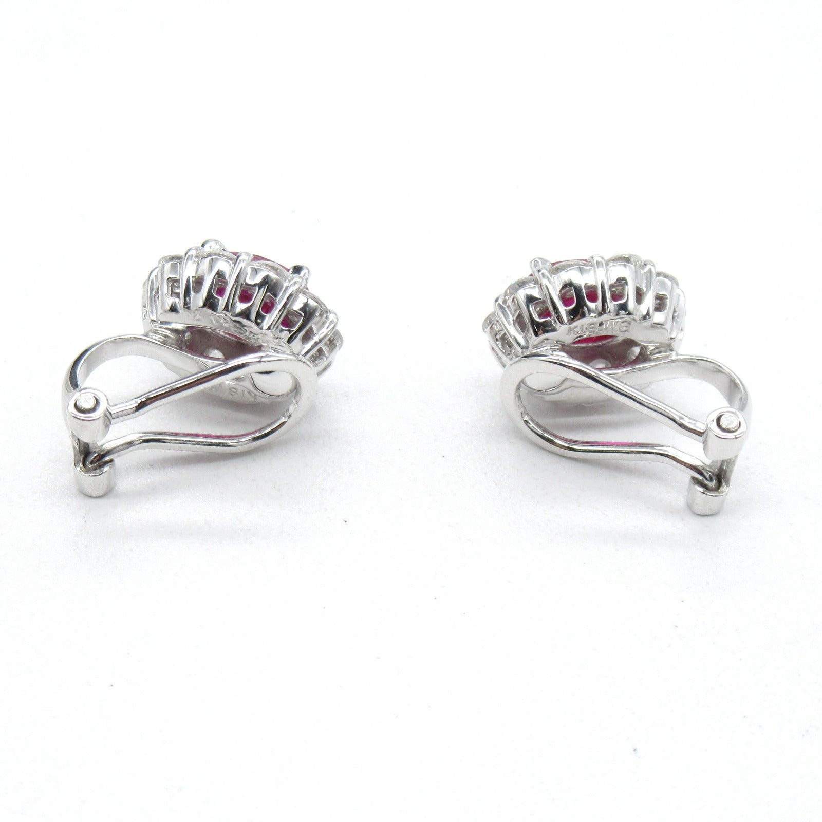 JEWELRY 【激減優惠】18K白金/14K白金Ruby Diamond Earrings 1.123ct/1.071ct紅寶石/1.19ct鑽石耳環