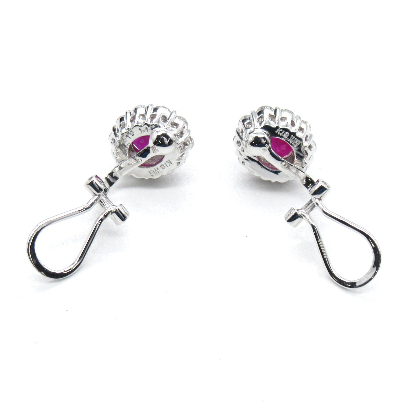 JEWELRY 【激減優惠】18K白金/14K白金Ruby Diamond Earrings 1.123ct/1.071ct紅寶石/1.19ct鑽石耳環
