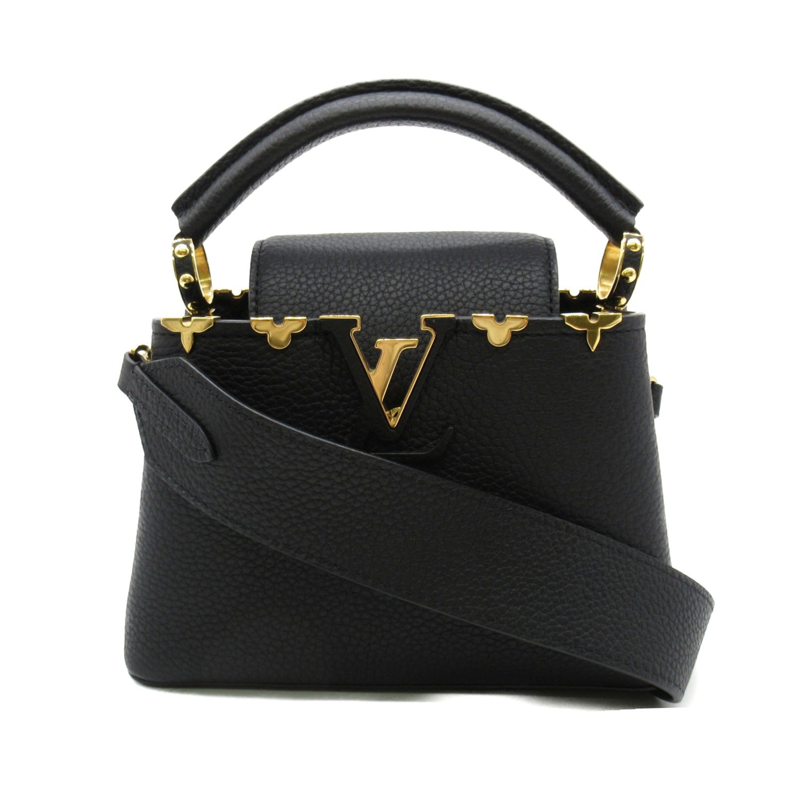 LOUIS VUITTON 【激減優惠】Taurillon皮革Capucines Mini金扣手挽肩背兩用袋黑色