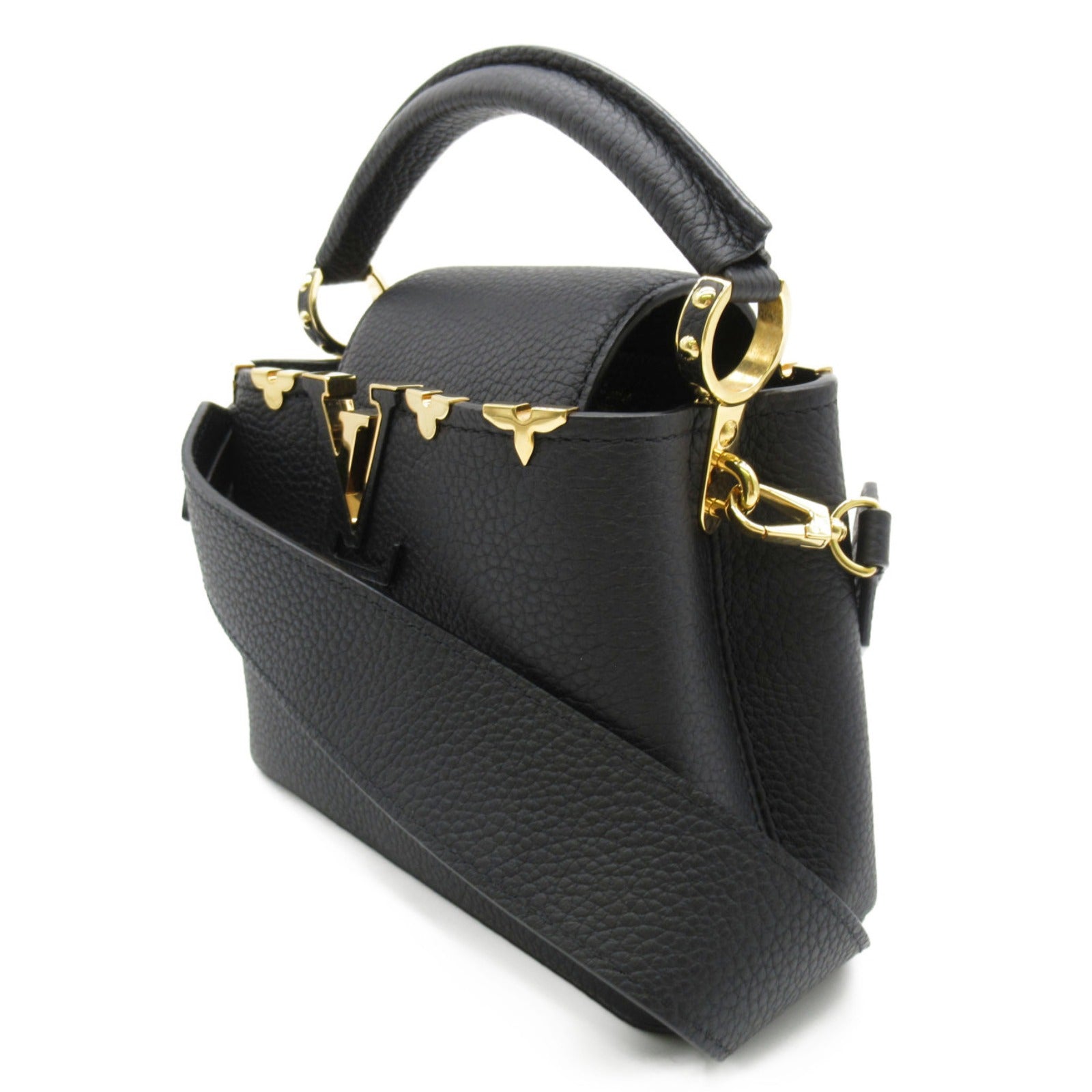 LOUIS VUITTON 【激減優惠】Taurillon皮革Capucines Mini金扣手挽肩背兩用袋黑色