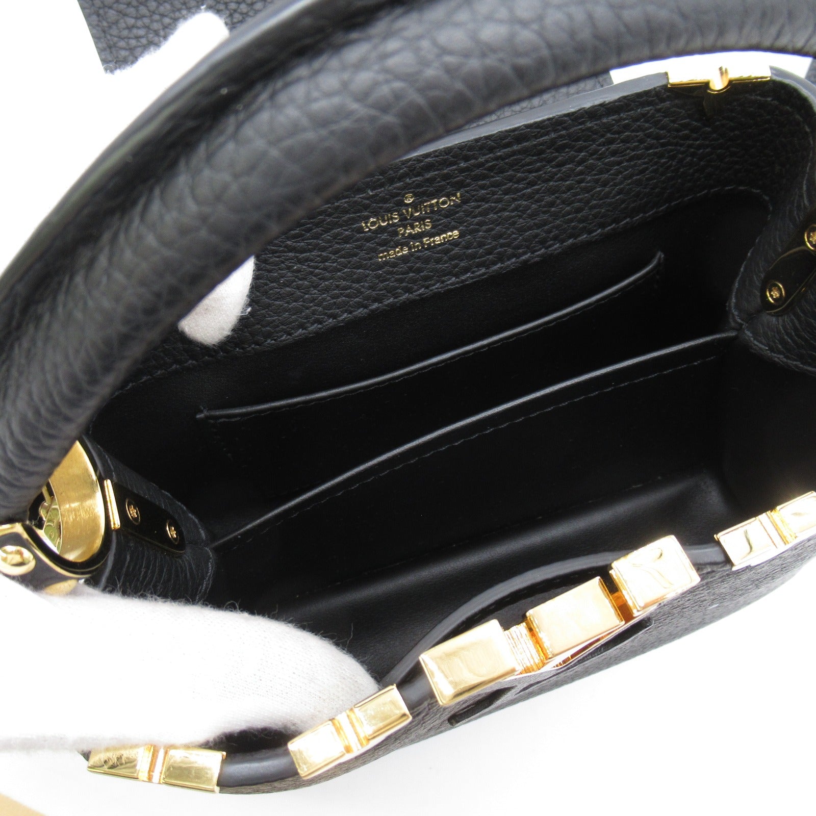 LOUIS VUITTON 【激減優惠】Taurillon皮革Capucines Mini金扣手挽肩背兩用袋黑色