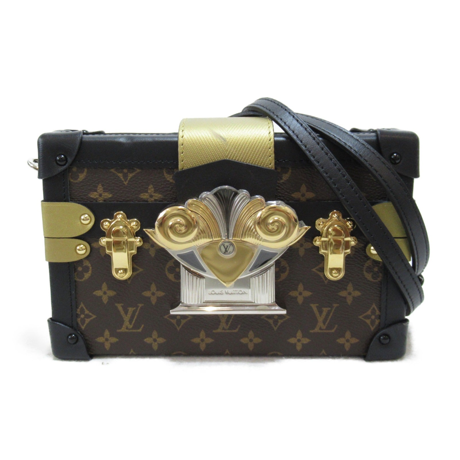 LOUIS VUITTON 【清倉大減價】Monogram Petite Malle金扣肩背袋啡色