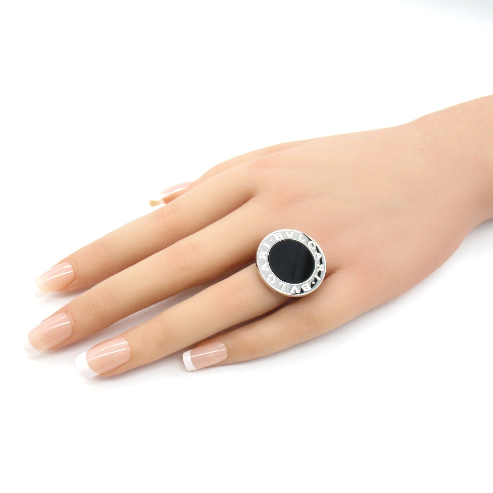 BVLGARI 18K白金/縞瑪瑙Bvlgari Bvlgari Ring戒指US#5.5