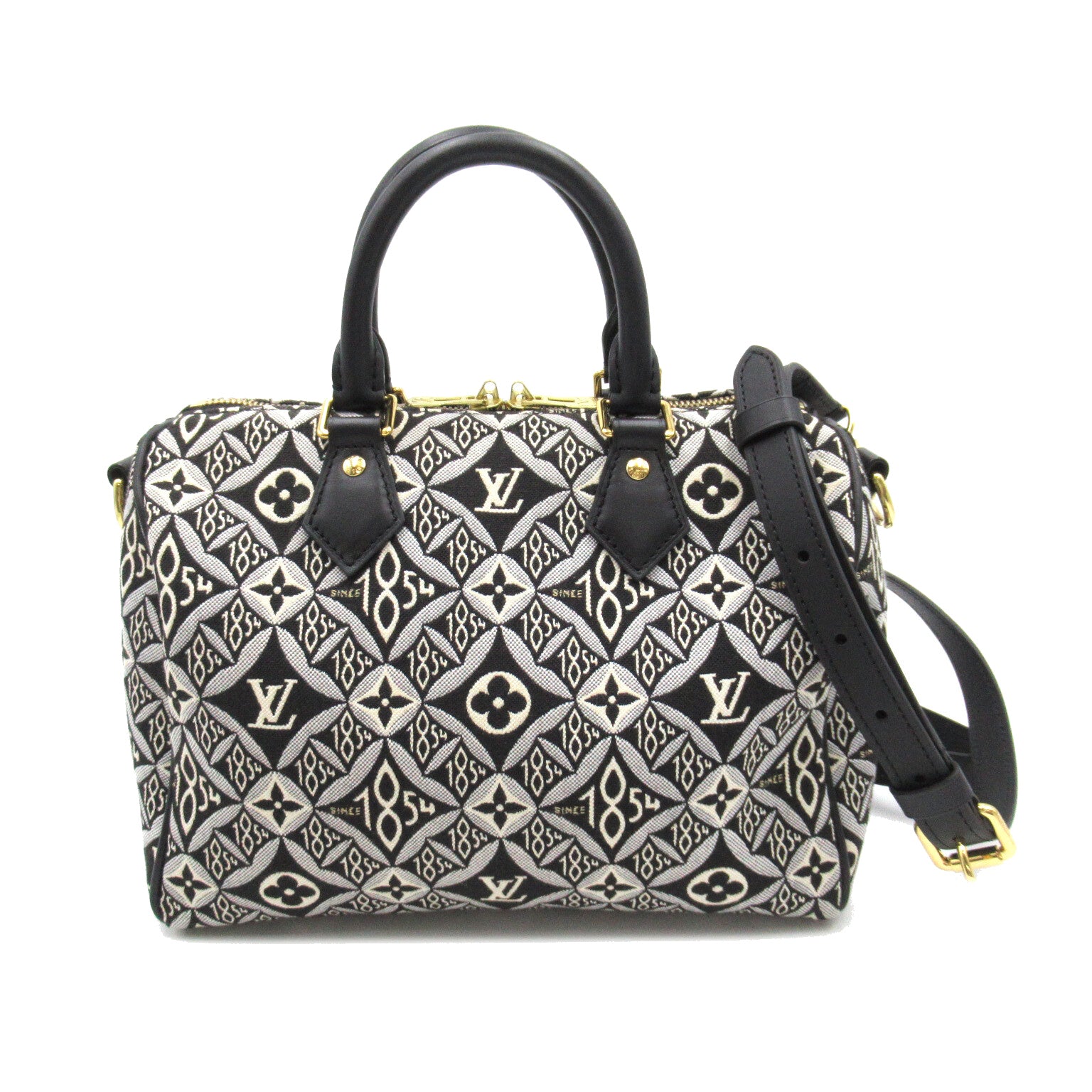 LOUIS VUITTON 【清倉大減價】Monogram Jacquard Speedy Bandolier 25 Since 1854手挽肩背兩用袋黑色/Noir