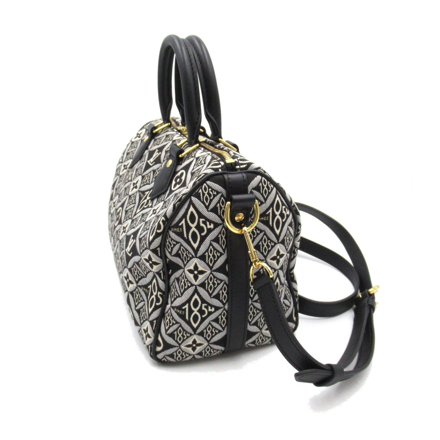 LOUIS VUITTON 【清倉大減價】Monogram Jacquard Speedy Bandolier 25 Since 1854手挽肩背兩用袋黑色/Noir