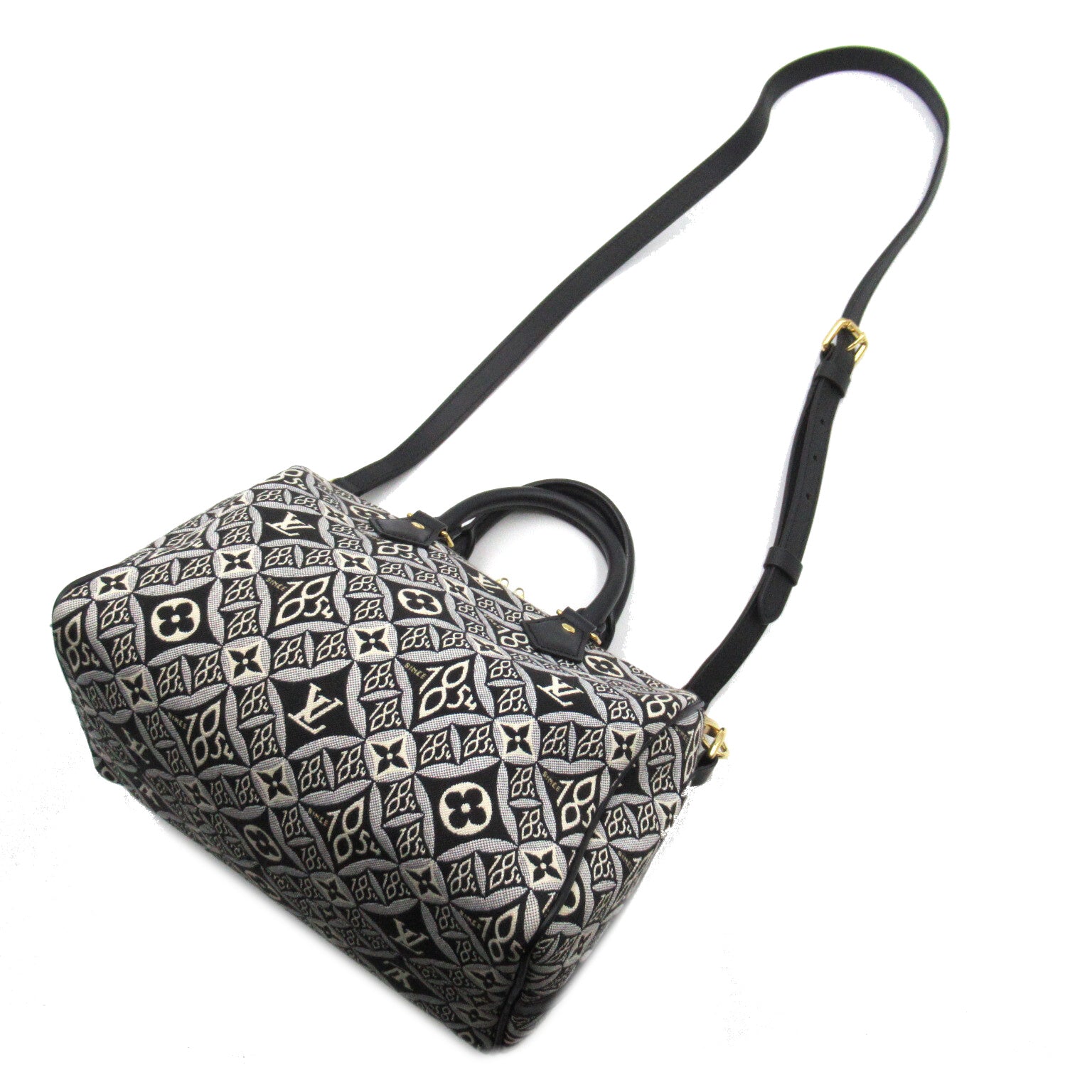 LOUIS VUITTON 【清倉大減價】Monogram Jacquard Speedy Bandolier 25 Since 1854手挽肩背兩用袋黑色/Noir