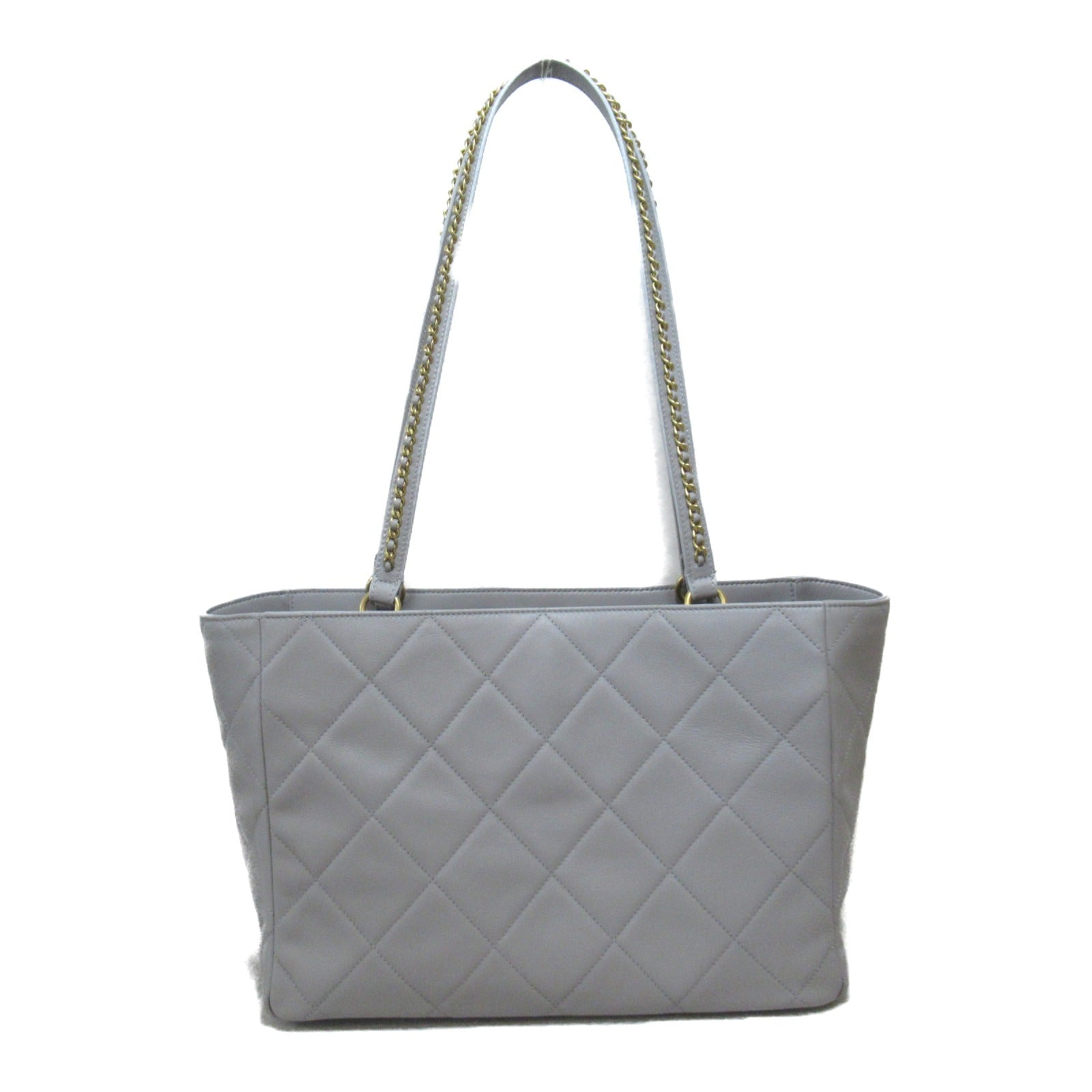 CHANEL 【激減優惠】菱格牛皮皮革Tote Bag金扣手挽袋淺灰色