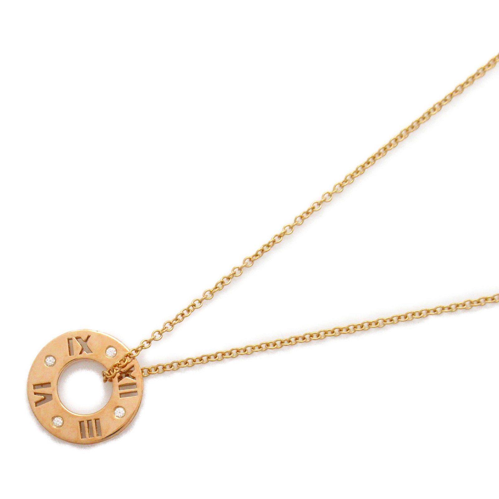 TIFFANY＆CO 18K玫瑰金Atlas 4 Diamond Necklace鑽石項鍊