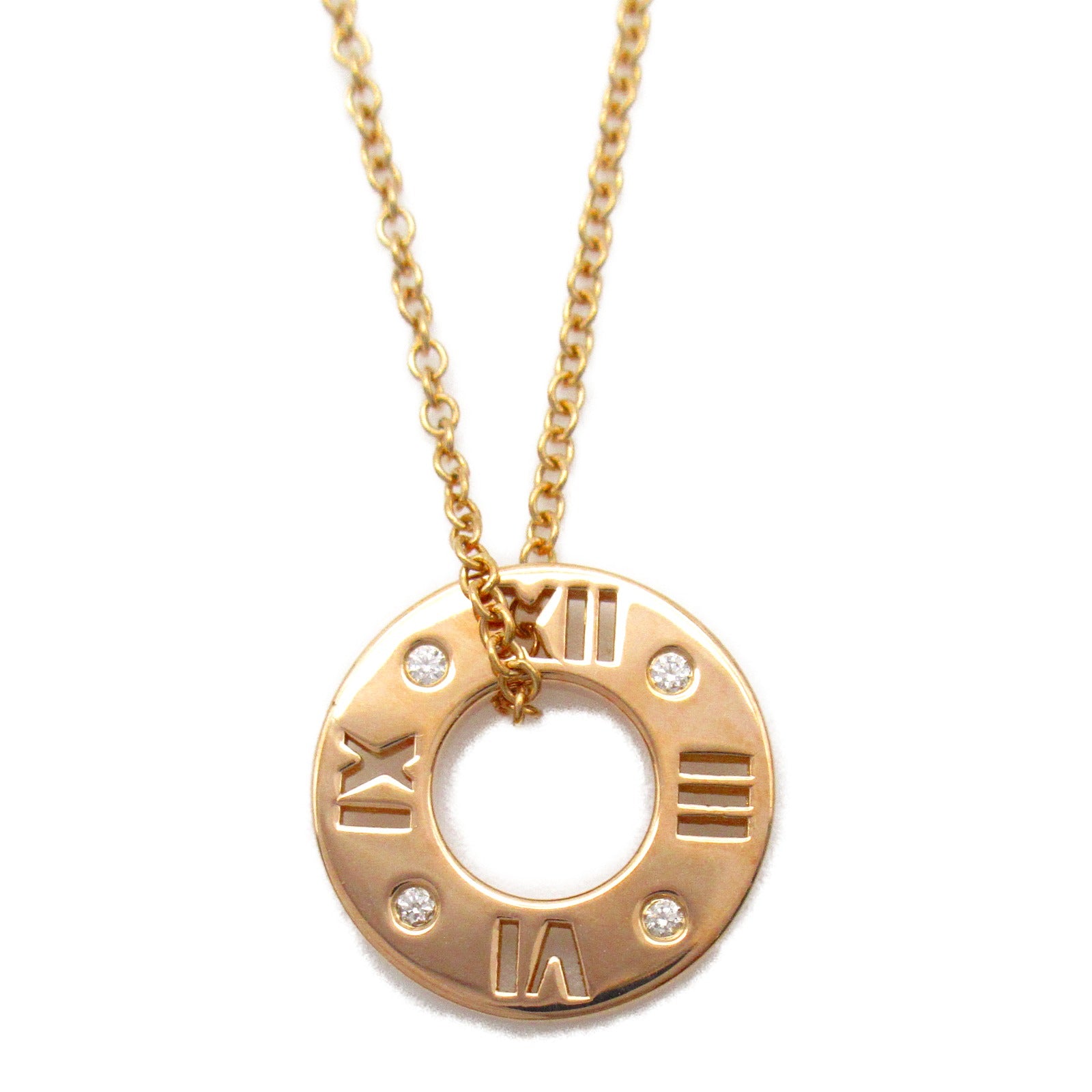 TIFFANY＆CO 18K玫瑰金Atlas 4 Diamond Necklace鑽石項鍊