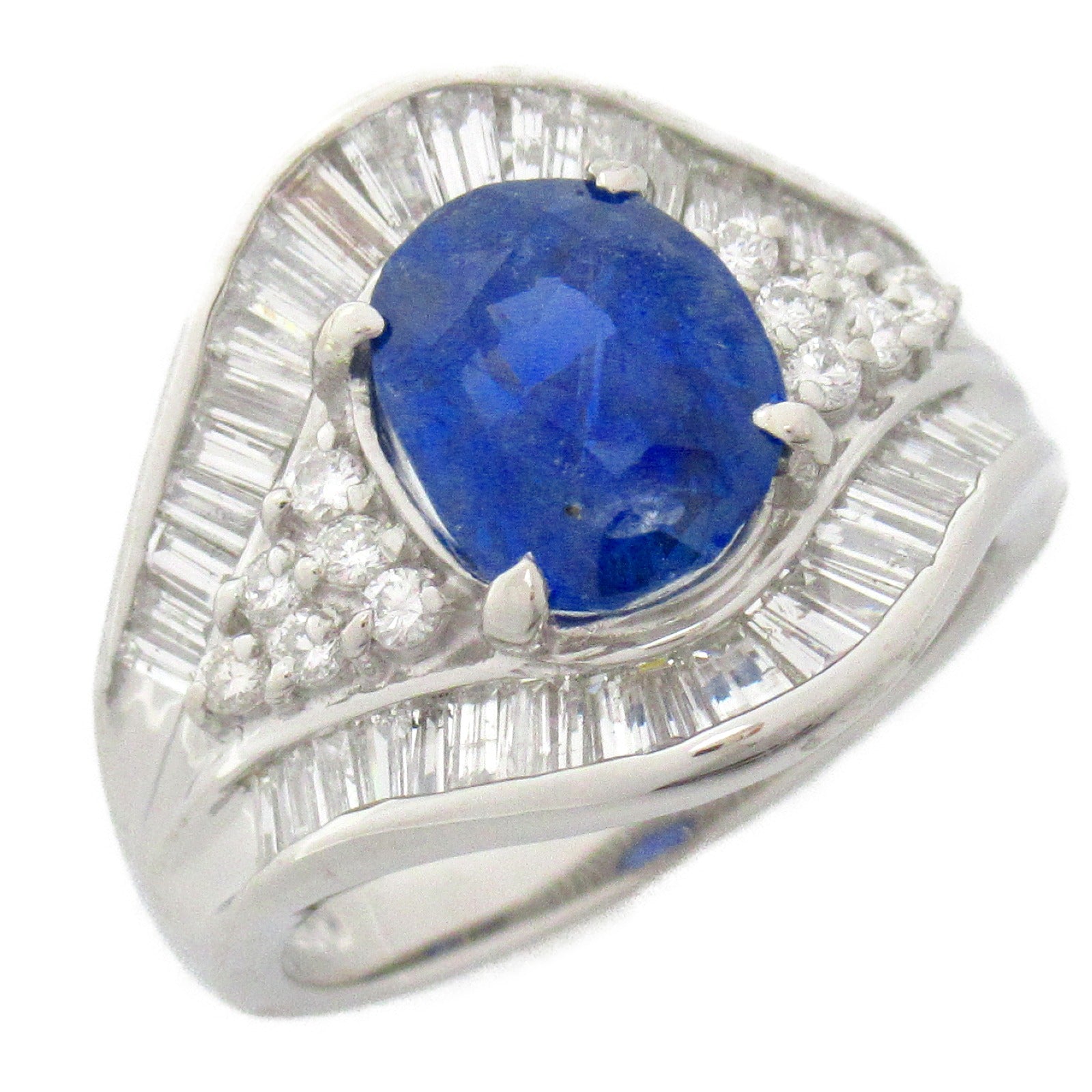 JEWELRY PT900鉑金Sapphire Ring 2.92ct藍寶石/1.33ct鑽石戒指US#6.25