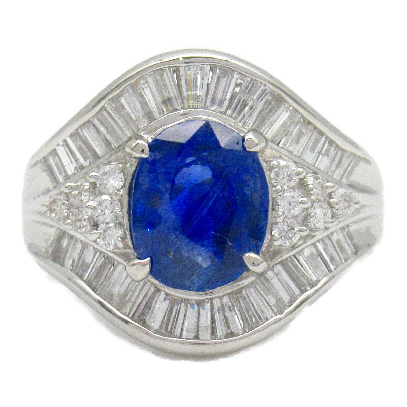 JEWELRY PT900鉑金Sapphire Ring 2.92ct藍寶石/1.33ct鑽石戒指US#6.25