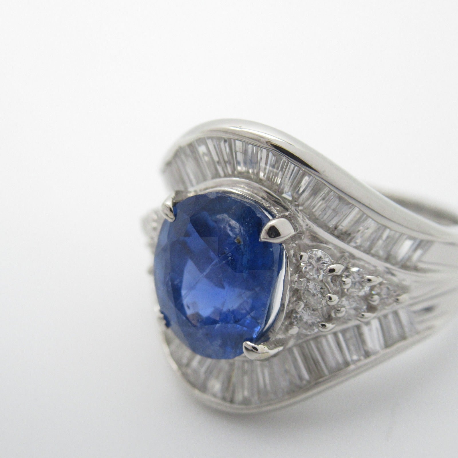 JEWELRY PT900鉑金Sapphire Ring 2.92ct藍寶石/1.33ct鑽石戒指US#6.25