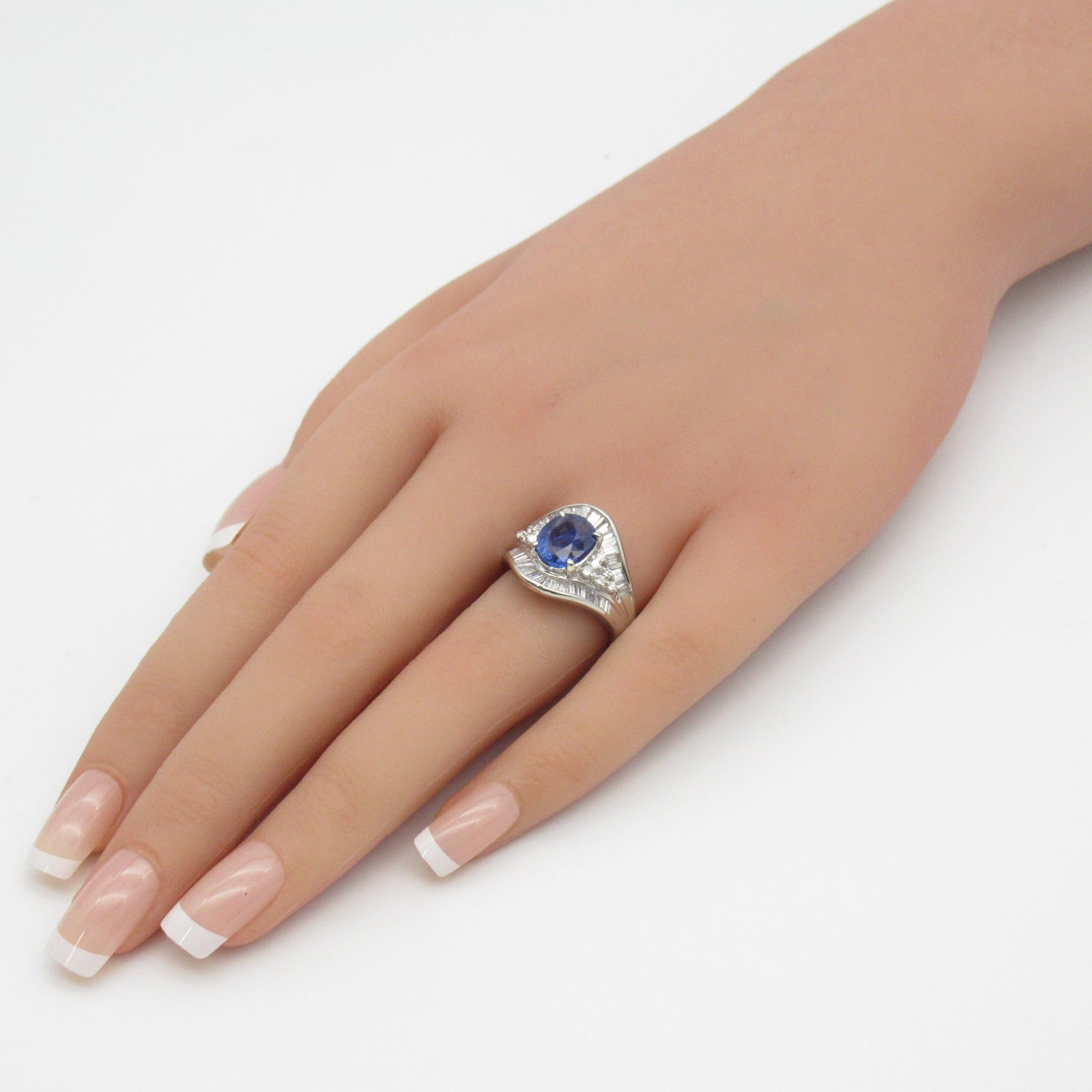 JEWELRY PT900鉑金Sapphire Ring 2.92ct藍寶石/1.33ct鑽石戒指US#6.25