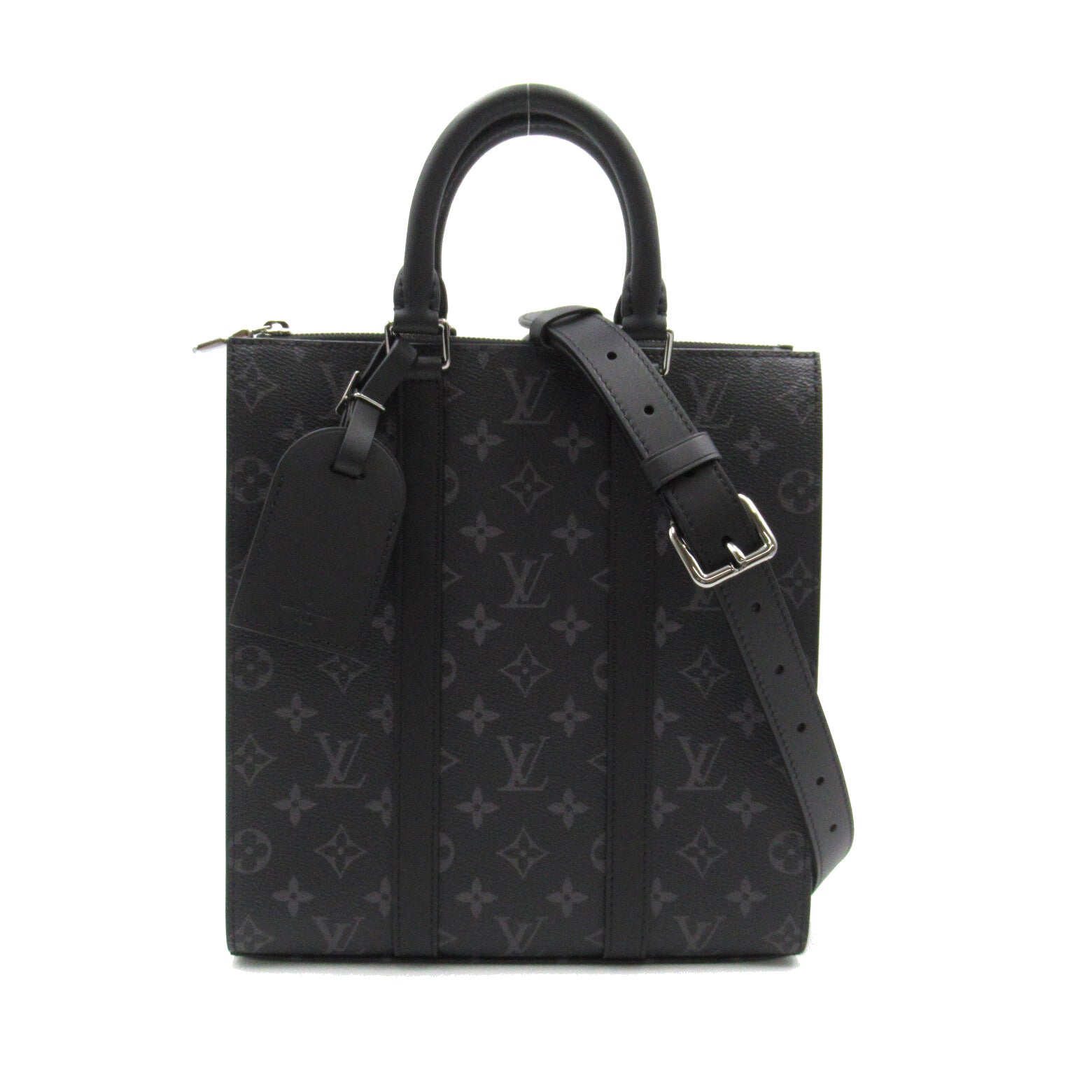 LOUIS VUITTON Monogram eclipse Sac Plat Cross手挽肩背兩用袋黑色