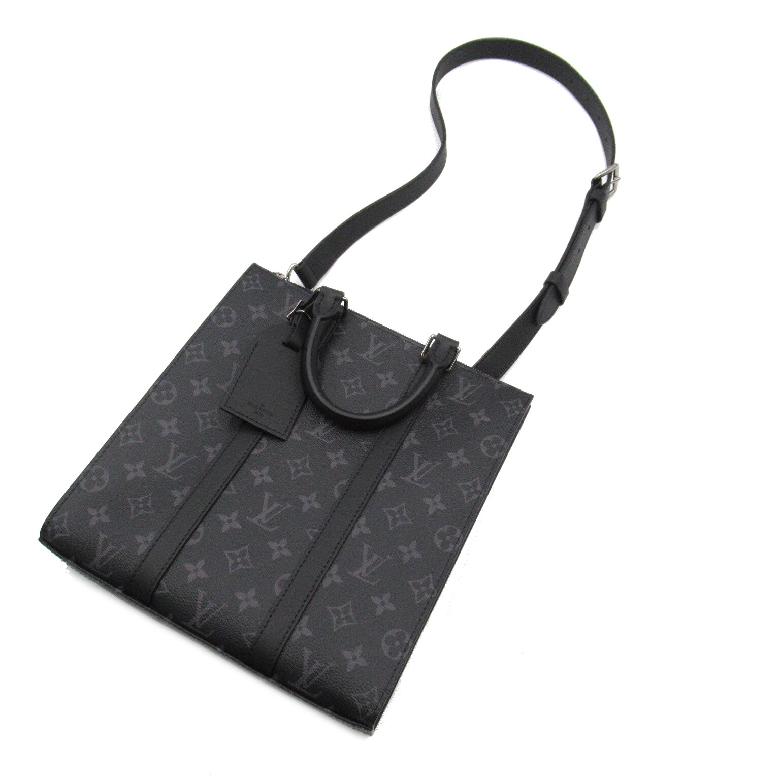 LOUIS VUITTON Monogram eclipse Sac Plat Cross手挽肩背兩用袋黑色