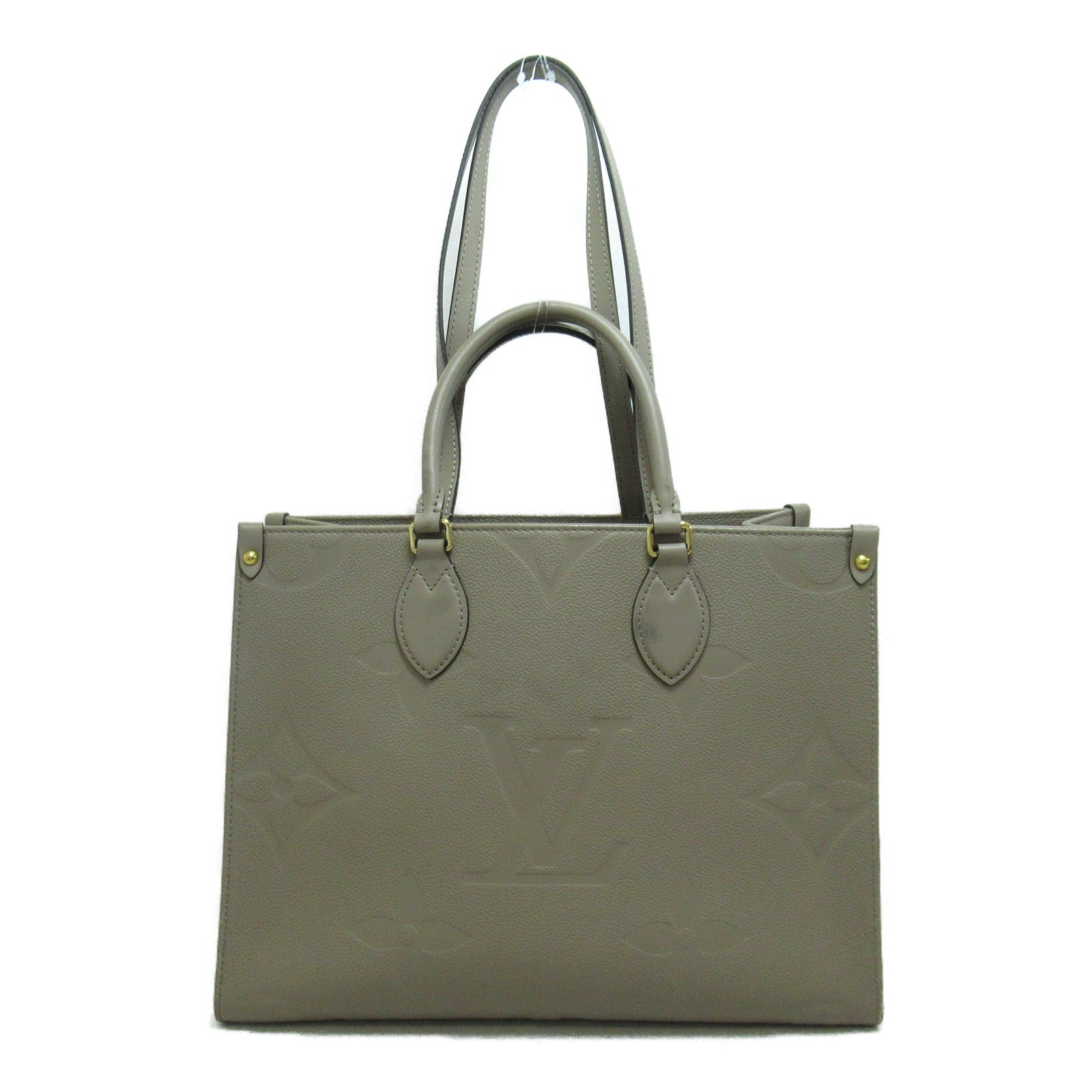 LOUIS VUITTON Monogram Empreinte OnTheGo MM金扣手挽肩背兩用袋米色