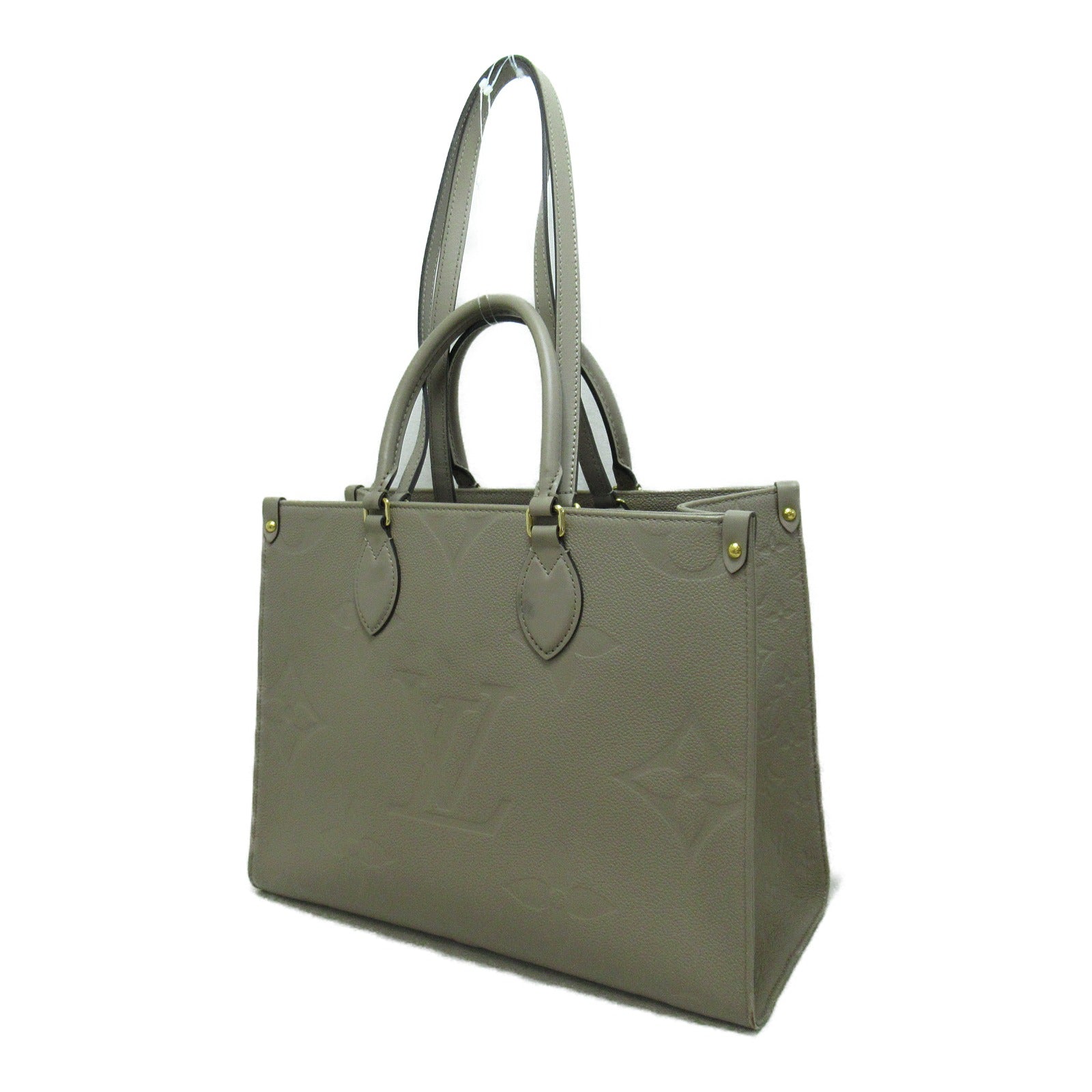 LOUIS VUITTON Monogram Empreinte OnTheGo MM金扣手挽肩背兩用袋米色