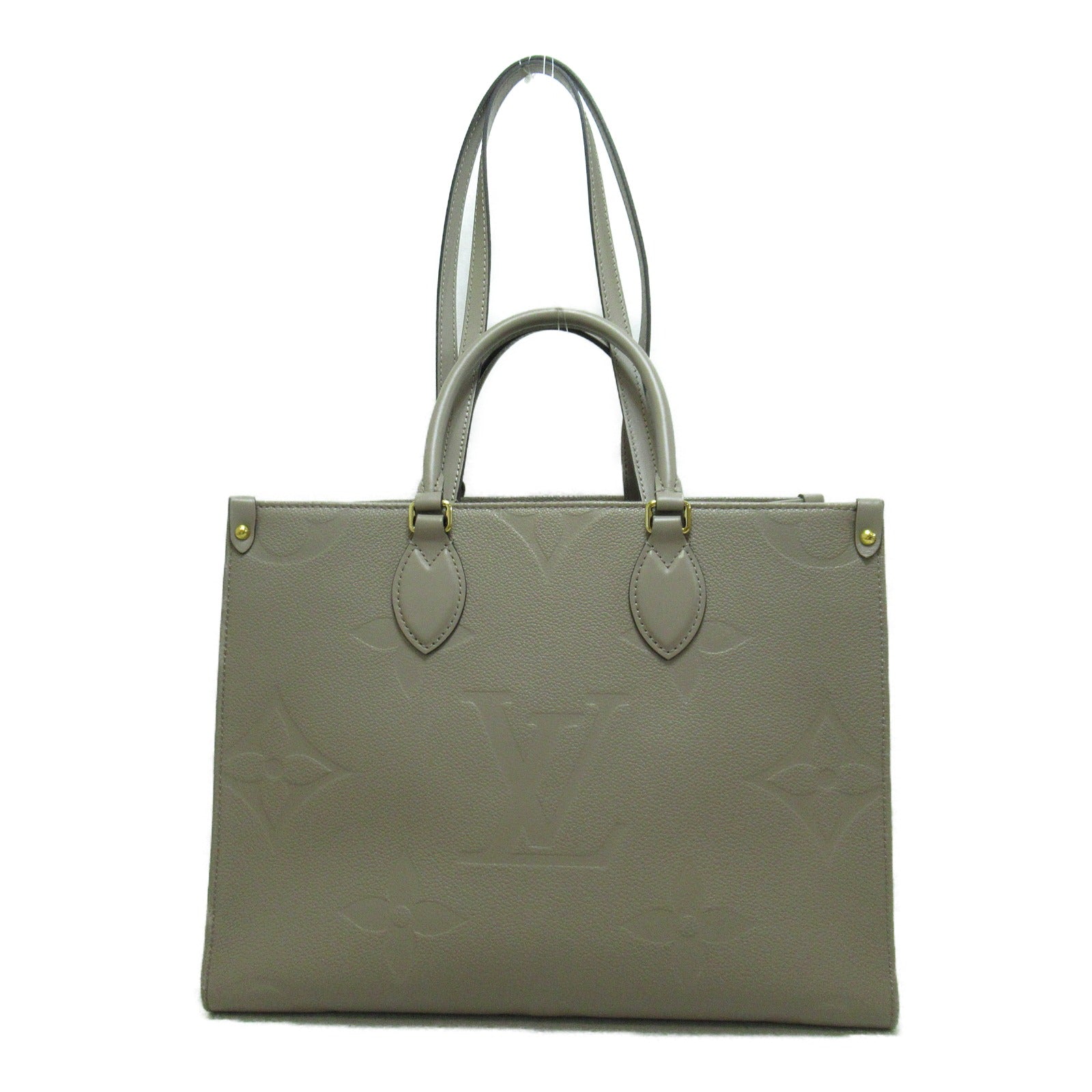 LOUIS VUITTON Monogram Empreinte OnTheGo MM金扣手挽肩背兩用袋米色