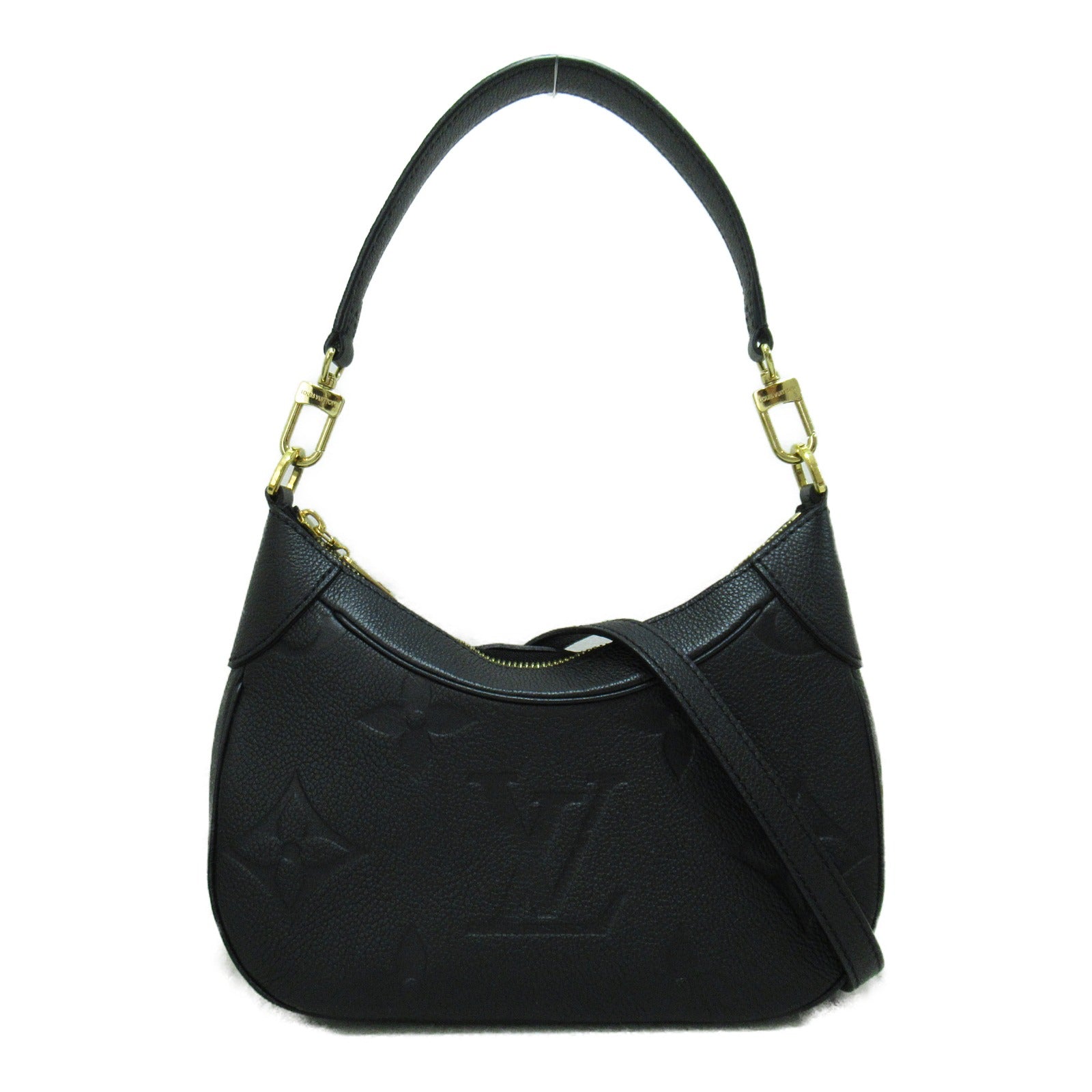 LOUIS VUITTON Monogram Empreinte Bagatelle NM金扣手挽肩背兩用袋黑色