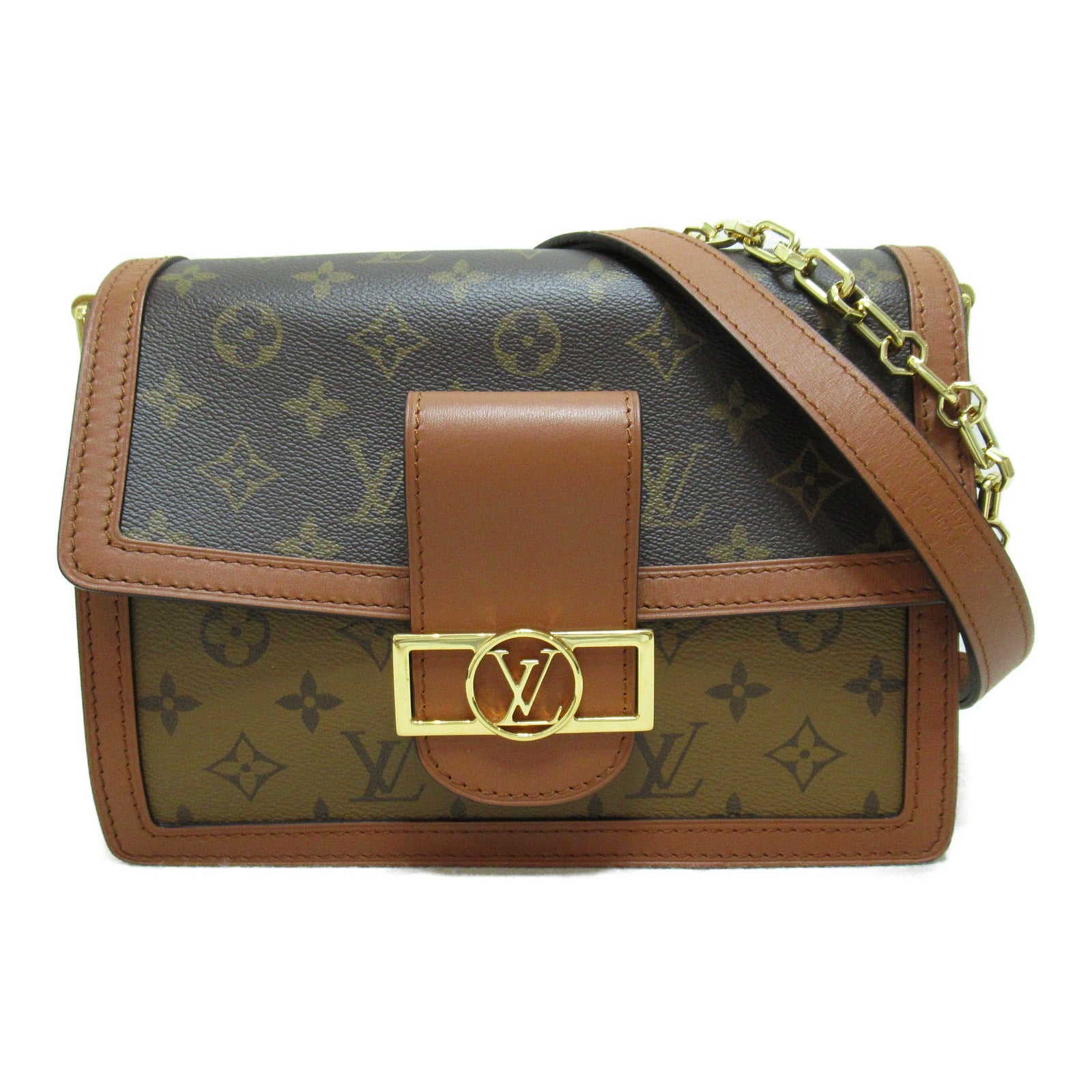 LOUIS VUITTON Monogram Reverse Dauphine MM肩背袋啡色