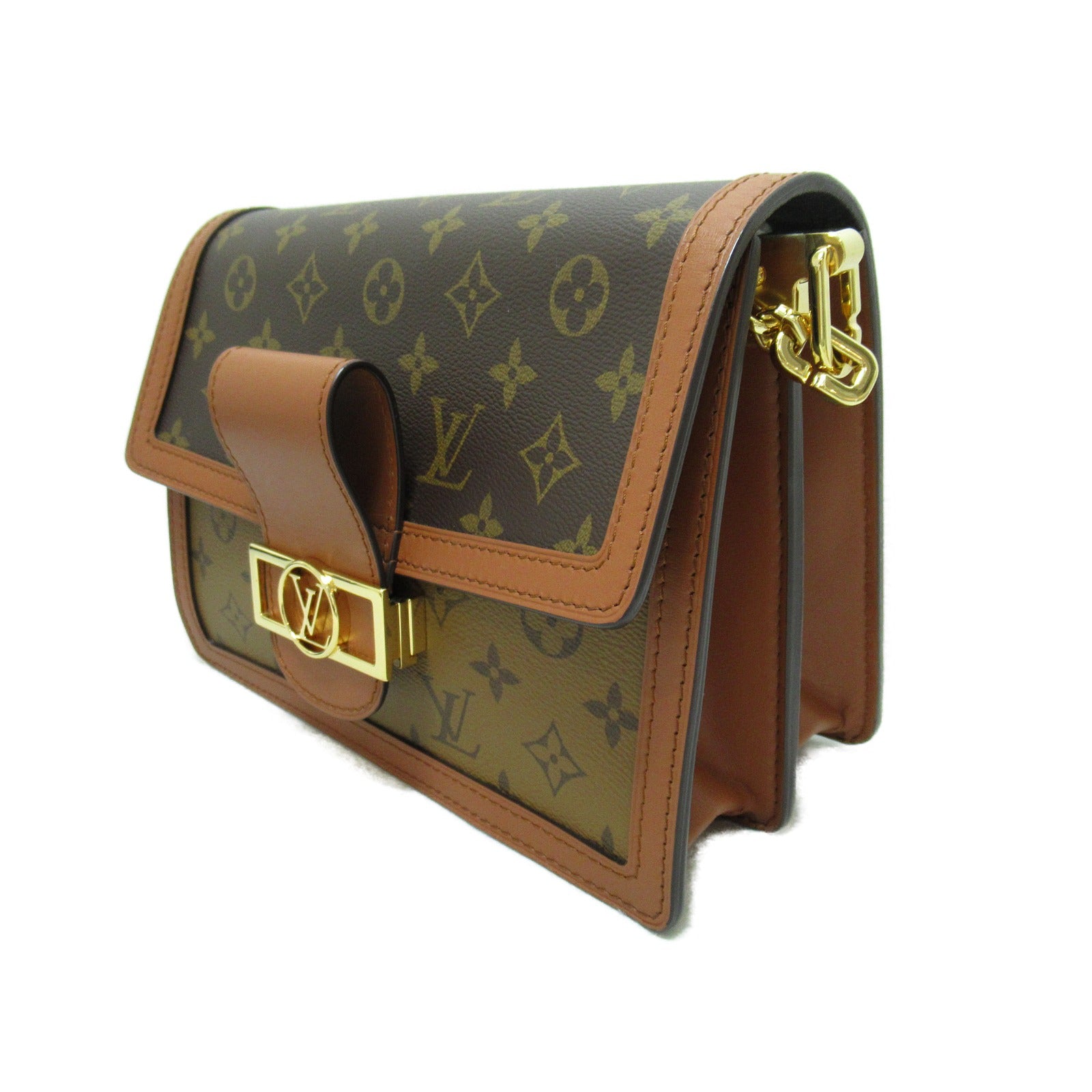 LOUIS VUITTON Monogram Reverse Dauphine MM肩背袋啡色