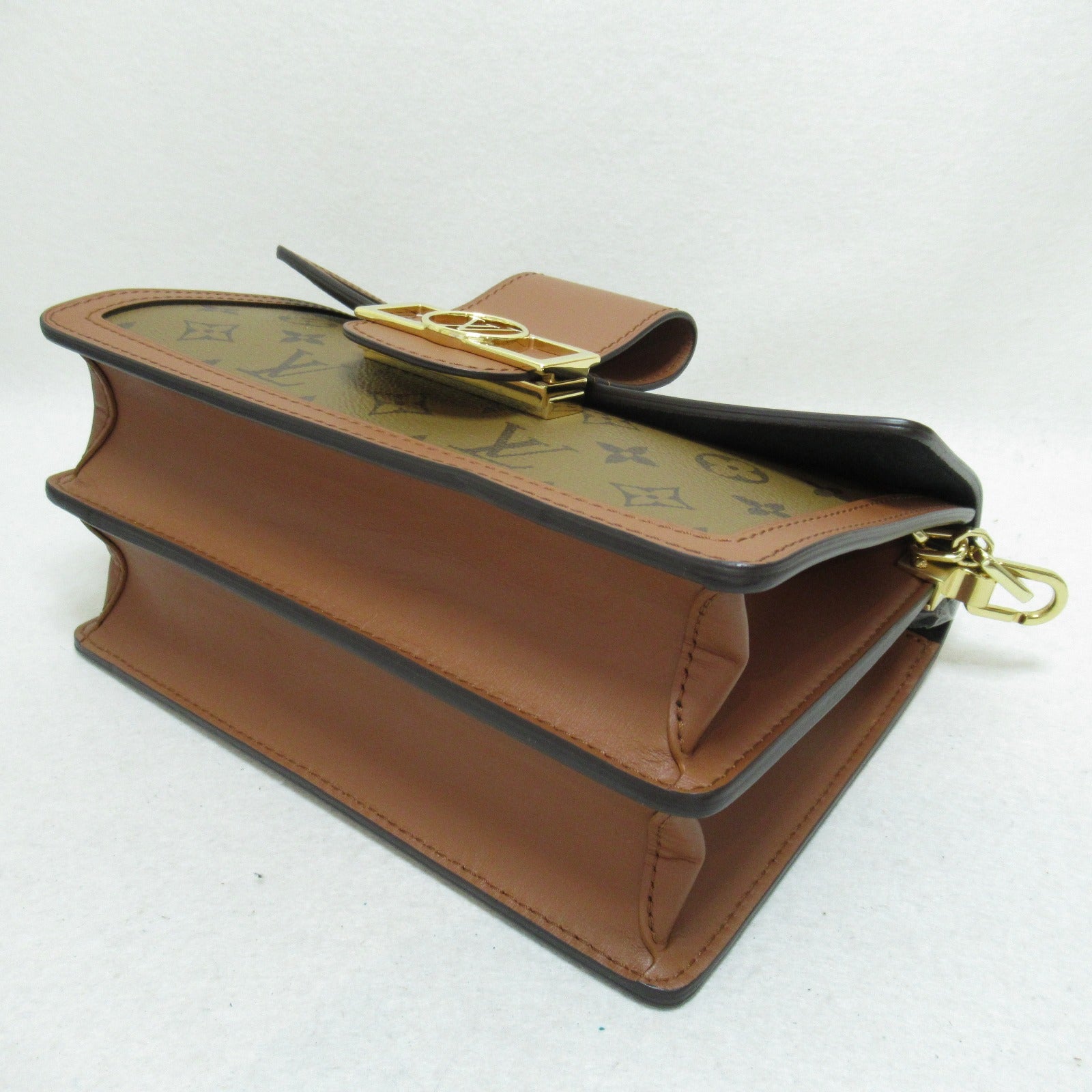 LOUIS VUITTON Monogram Reverse Dauphine MM肩背袋啡色