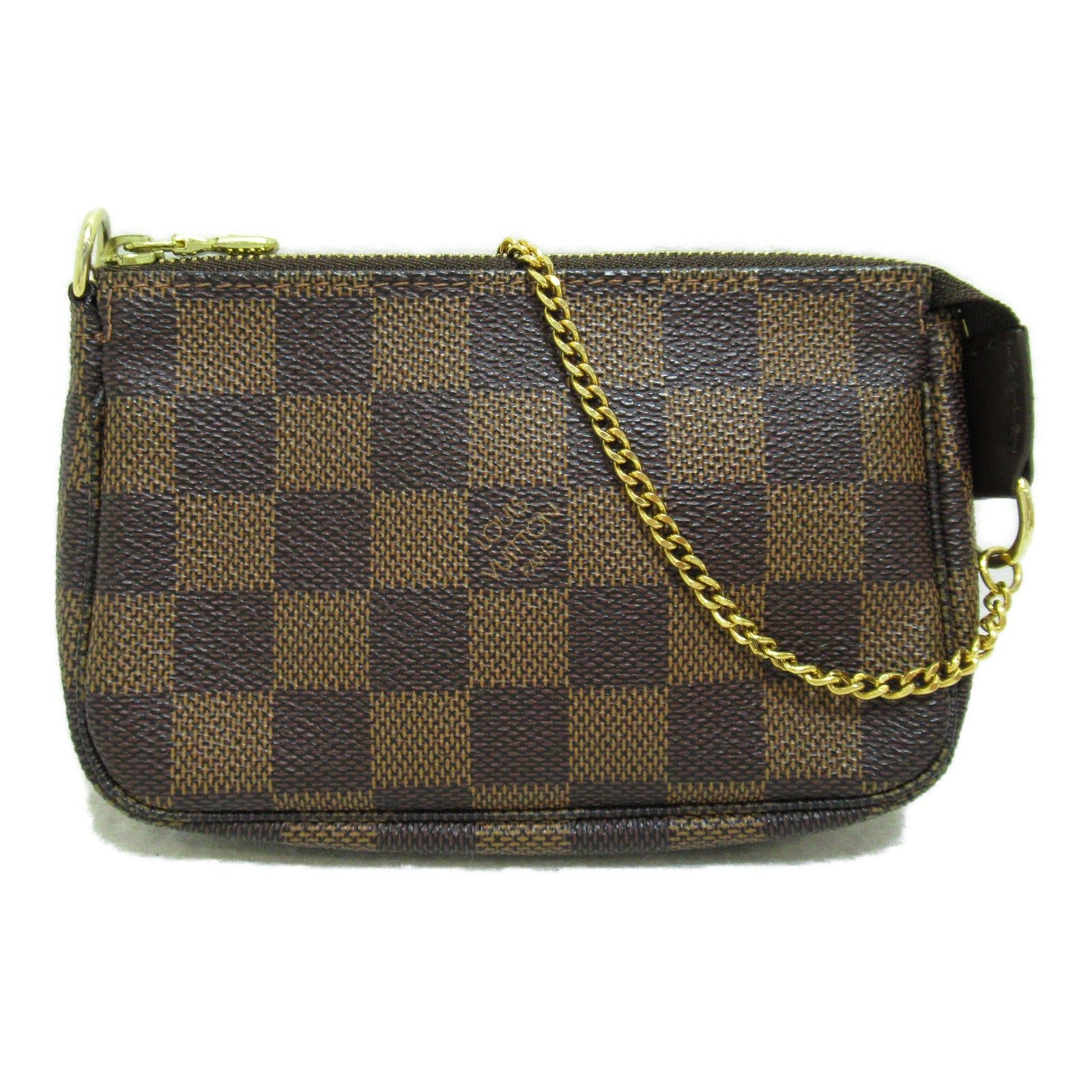 LOUIS VUITTON Damier Mini Pochette Accessoires金扣手拿包啡色